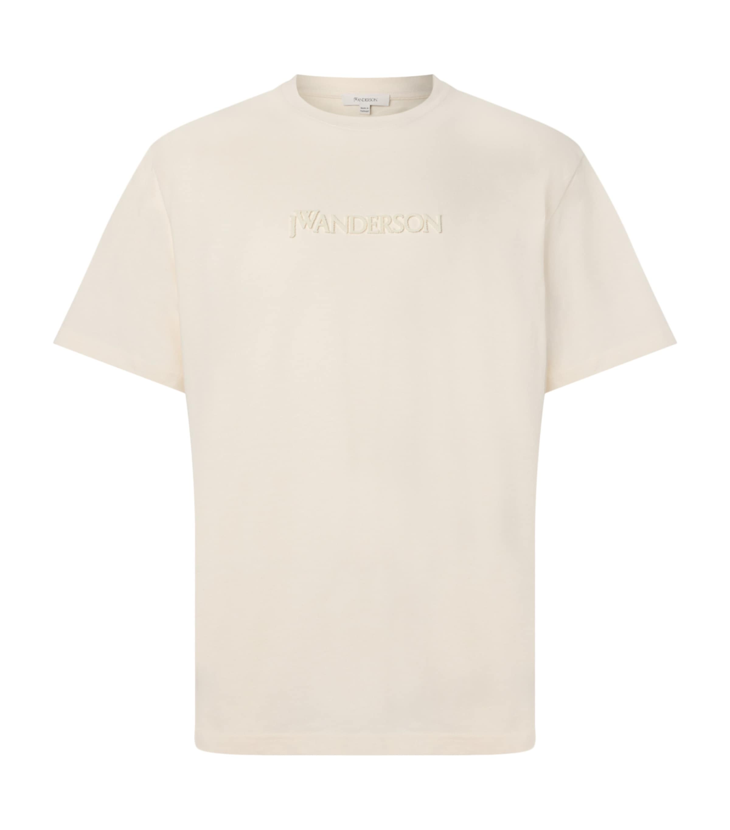 JW Anderson Mens Cotton Logo Embroidered T-Shirt Off White Image 1