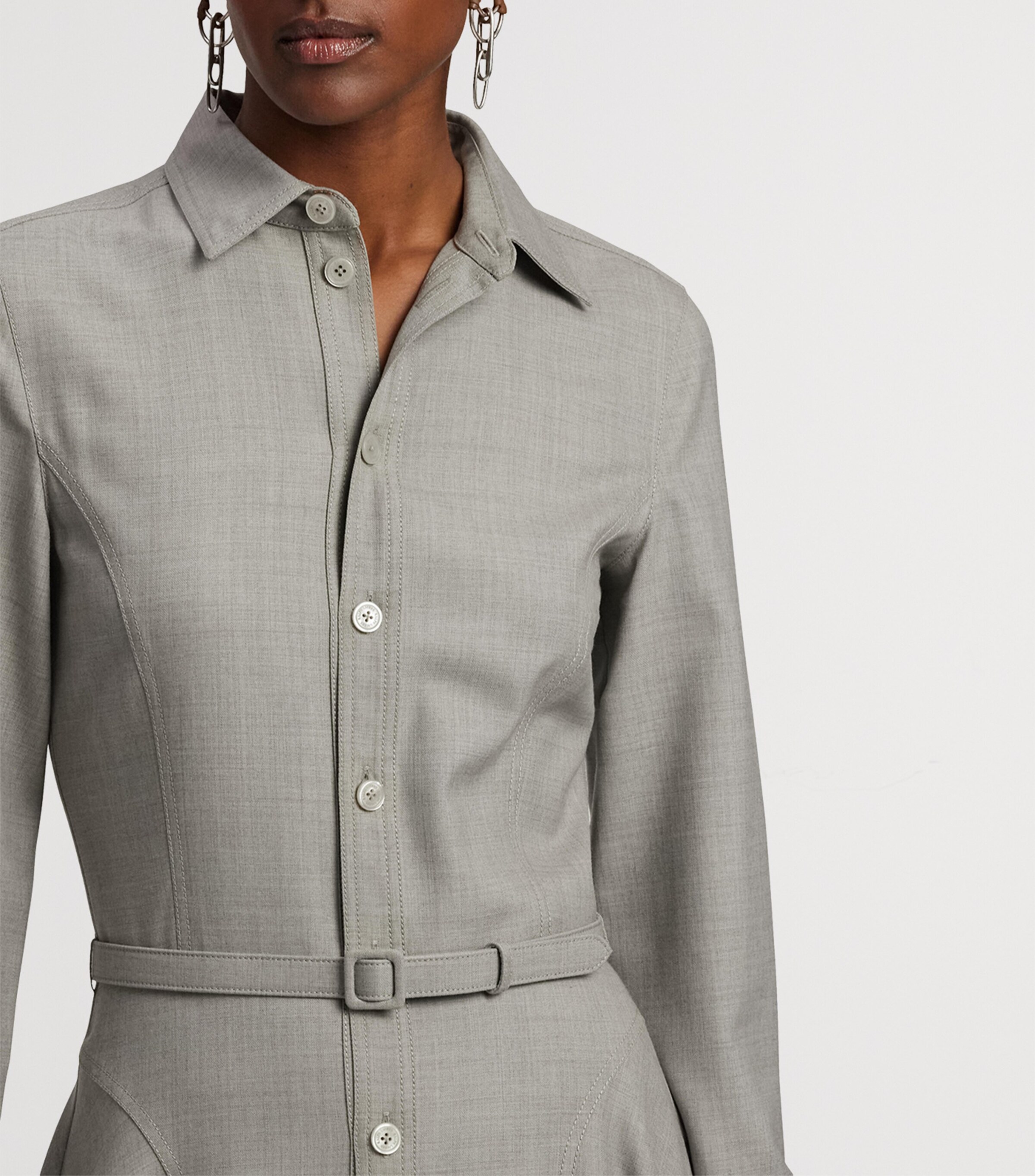 Wool Belted Safford Midi Dress PEARL GREY MELANGE Image 10