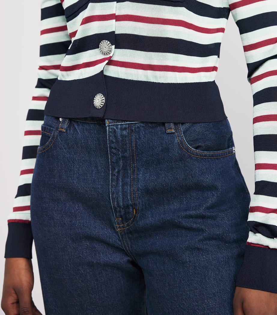 Crystal-Embellished Stripe Cardigan BLUE Image 6