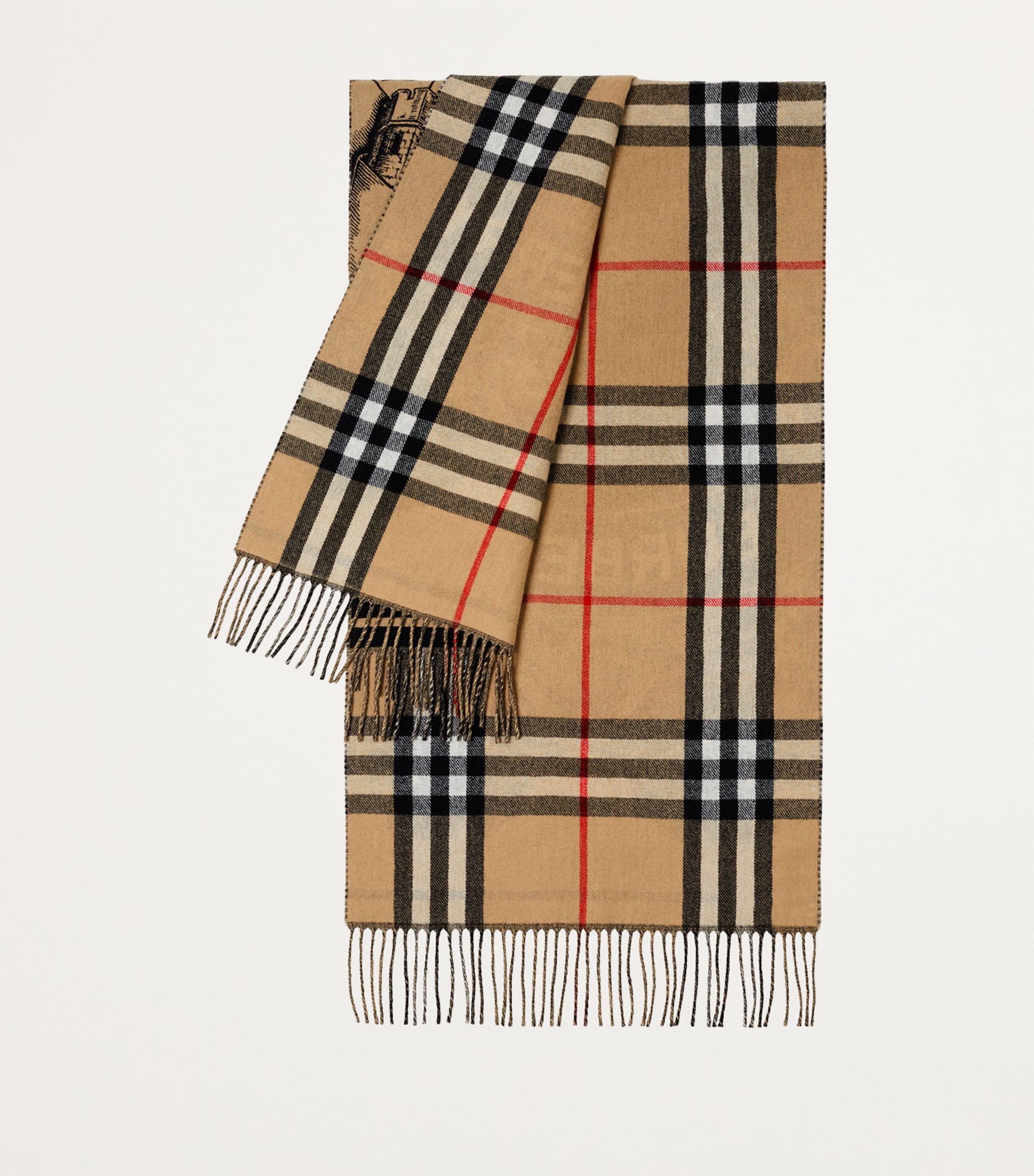 Burberry Beige Cashmere Reversible EKD Scarf | Harrods UK