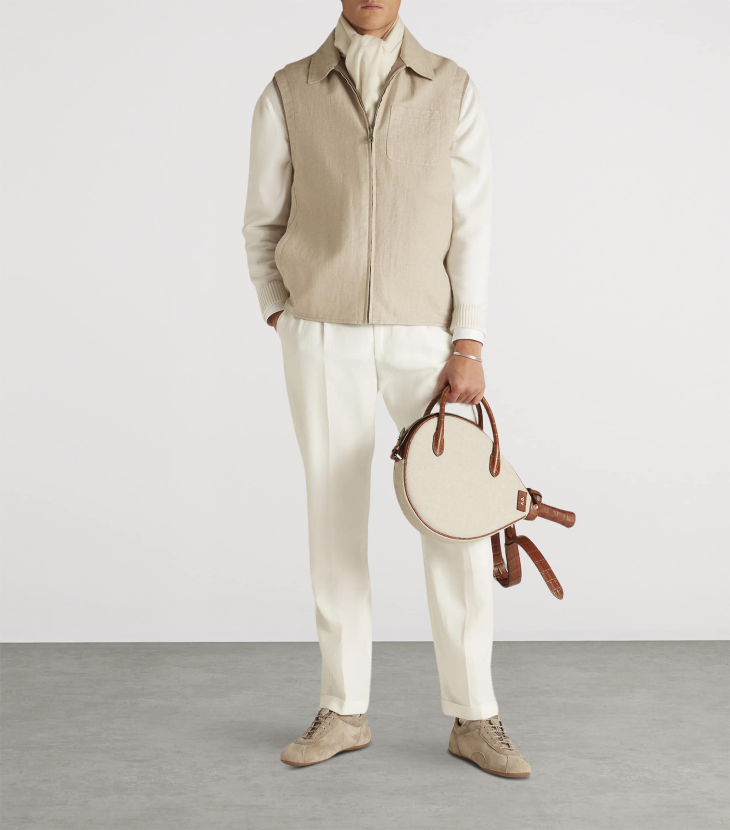 Linen Reversible Gilet 281SAND Image 3