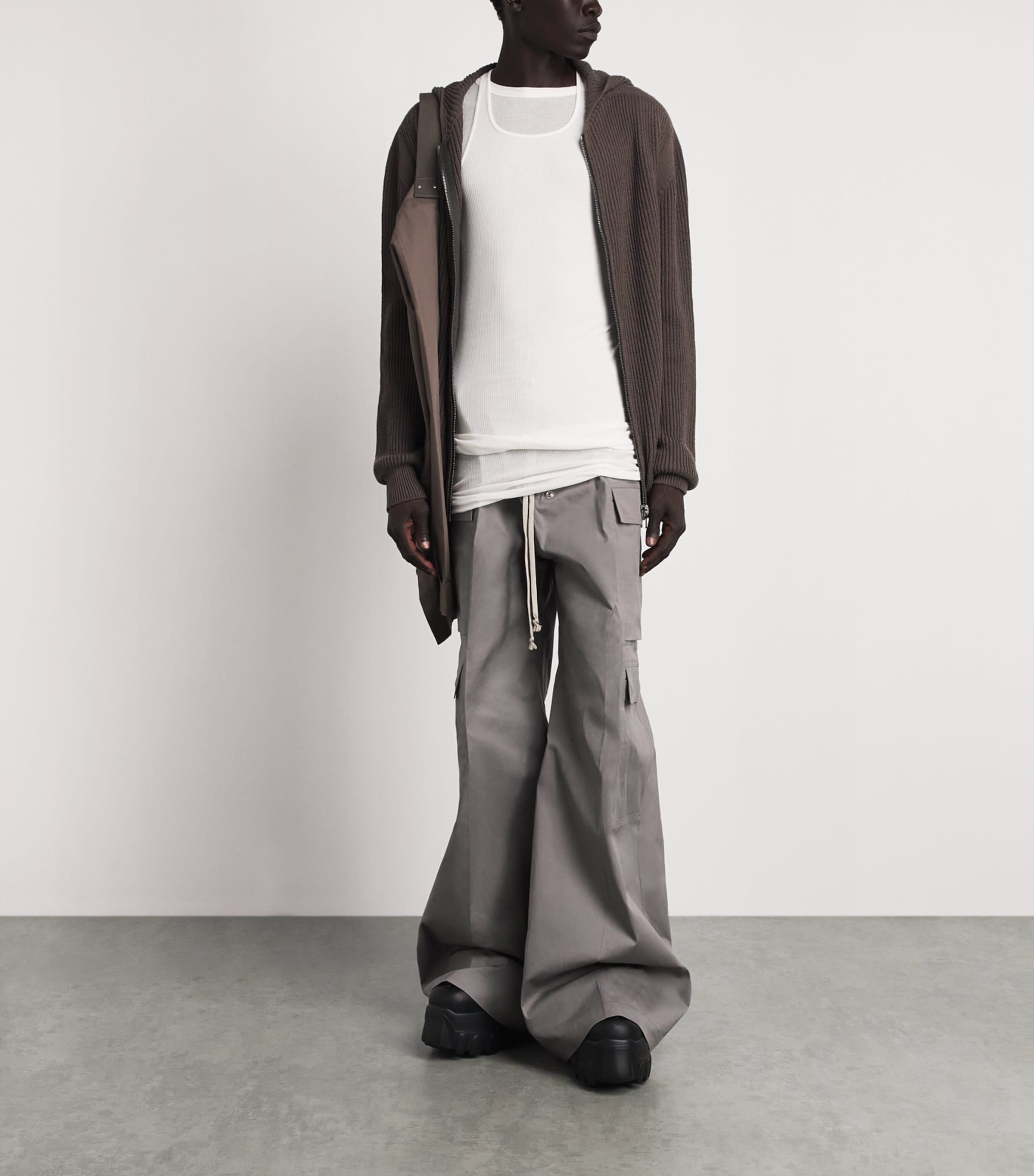 Rick Owens Mens Cargobelas Wide-Leg Trousers Steel Image 2