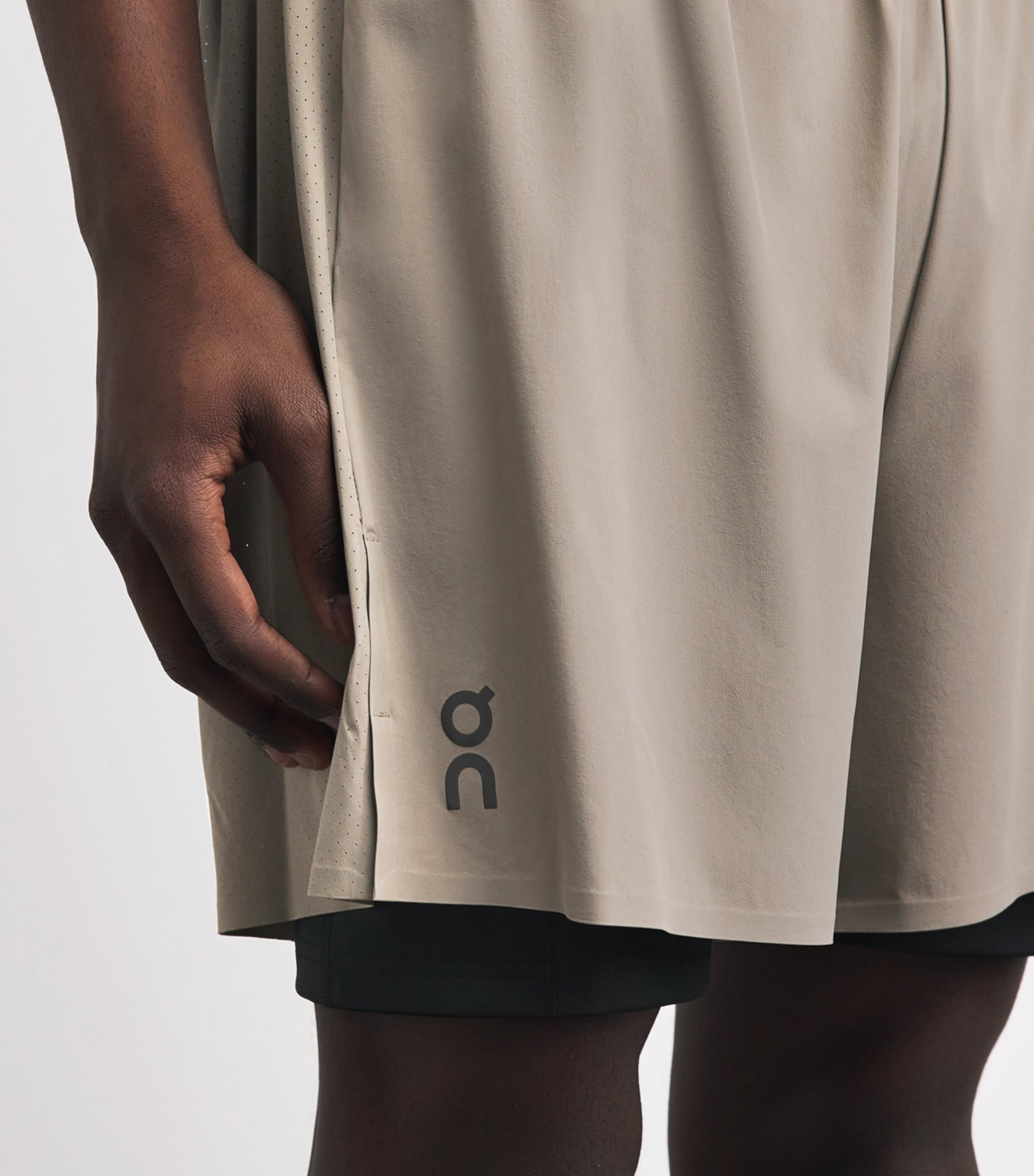 On Mens 2-in-1 Performance Shorts Cinder | Black Image 3
