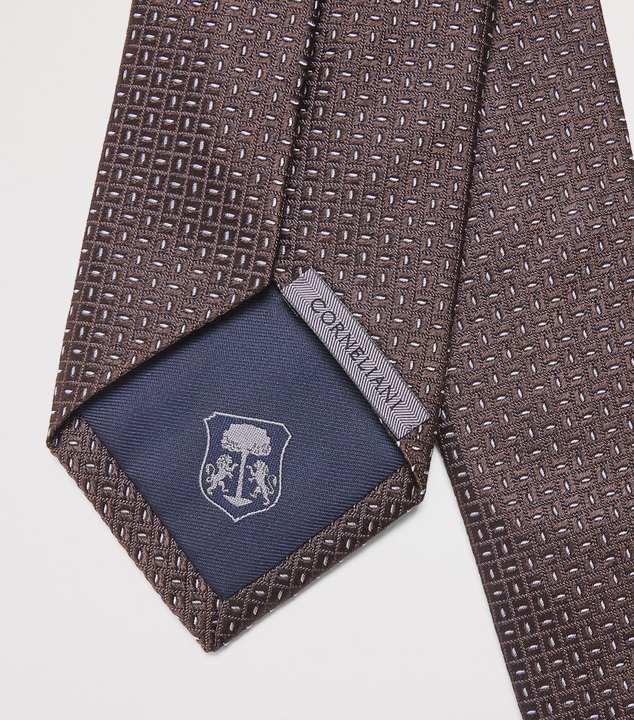 Corneliani Silk Jacquard Tie Burnd Land Brown Image 3
