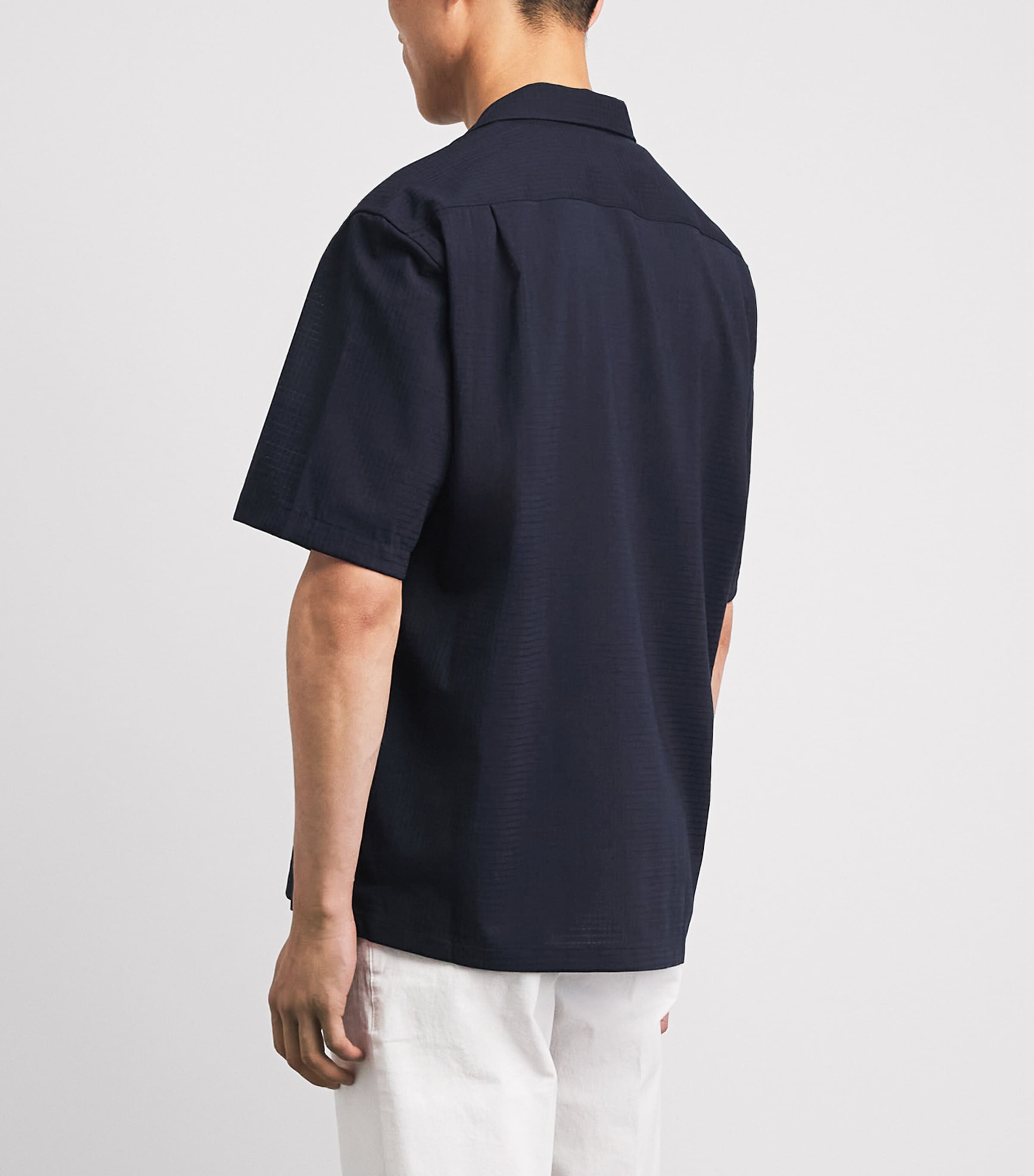 BOSS Mens Wool-Blend Shirt Dark Blue Image 5