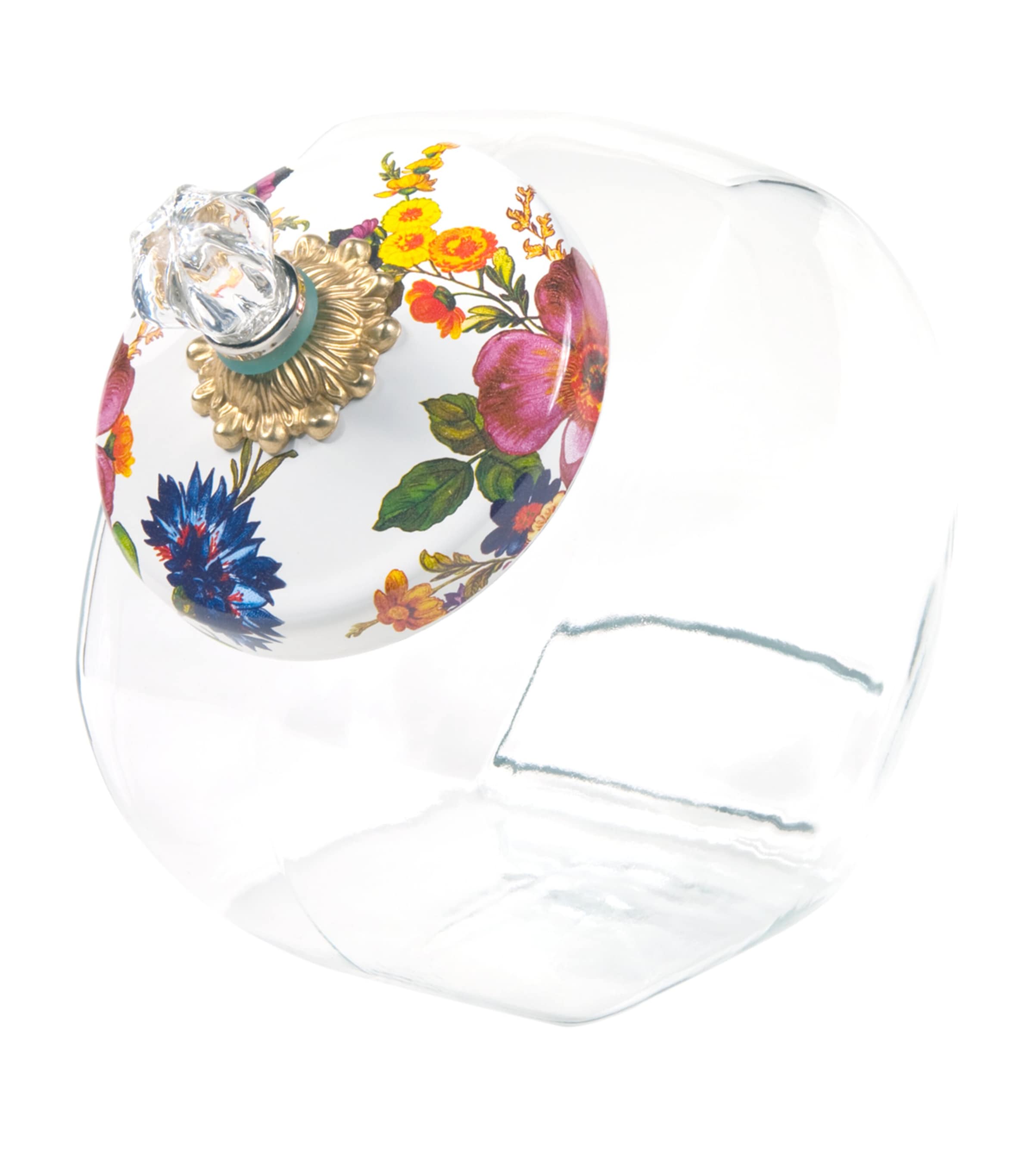 Mackenzie-childs Mackenzie Childs Cookie Jar With Flower Market Lid In White