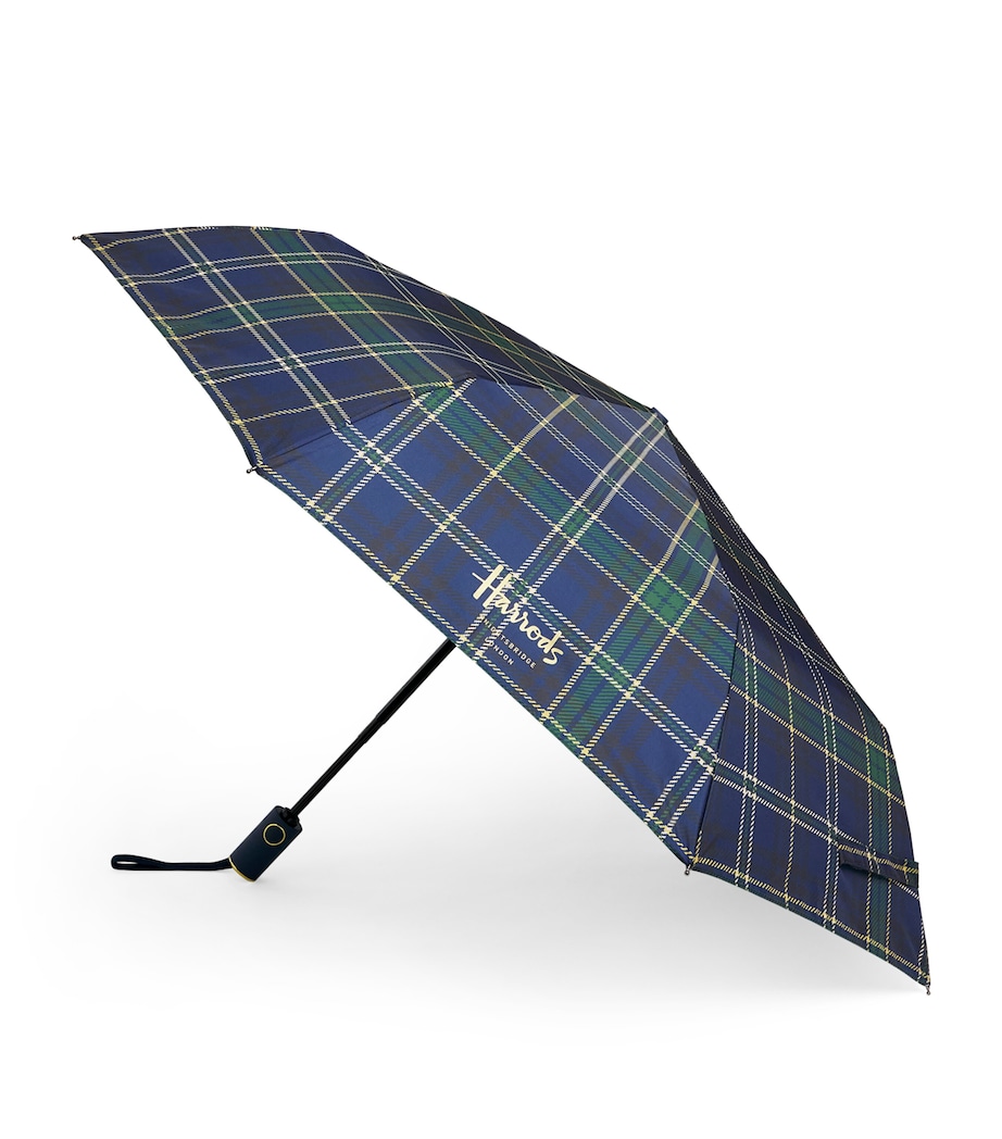 Harrods Tartan Umbrella Navy Image 1