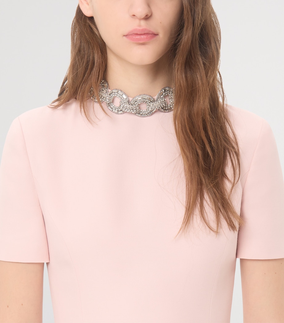 Valentino Womens Wool-Silk Crepe Embellished Midi Dress Image 6