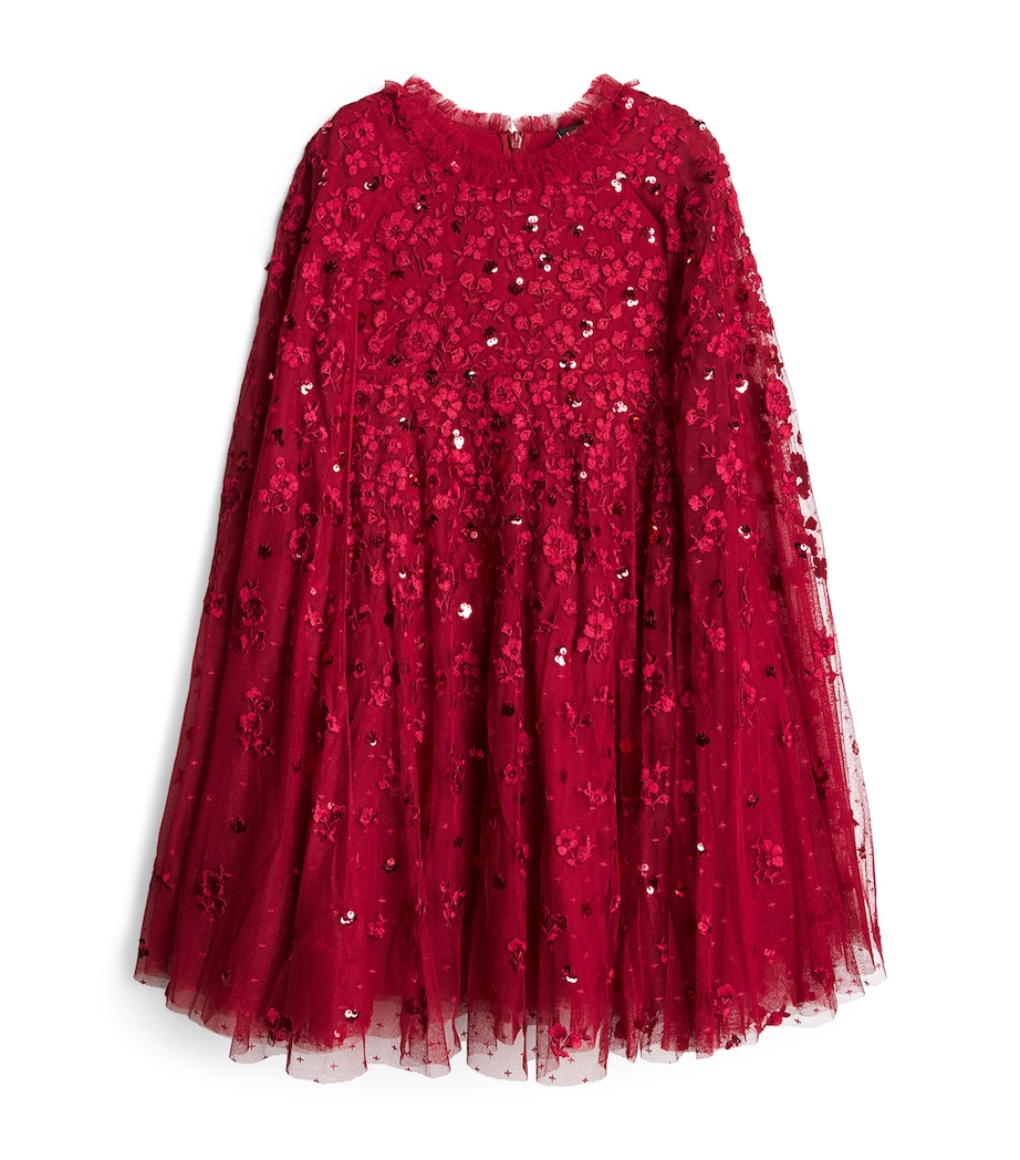 Embellished Dahlia Cape Dress (4-12 Years) RED Image 1