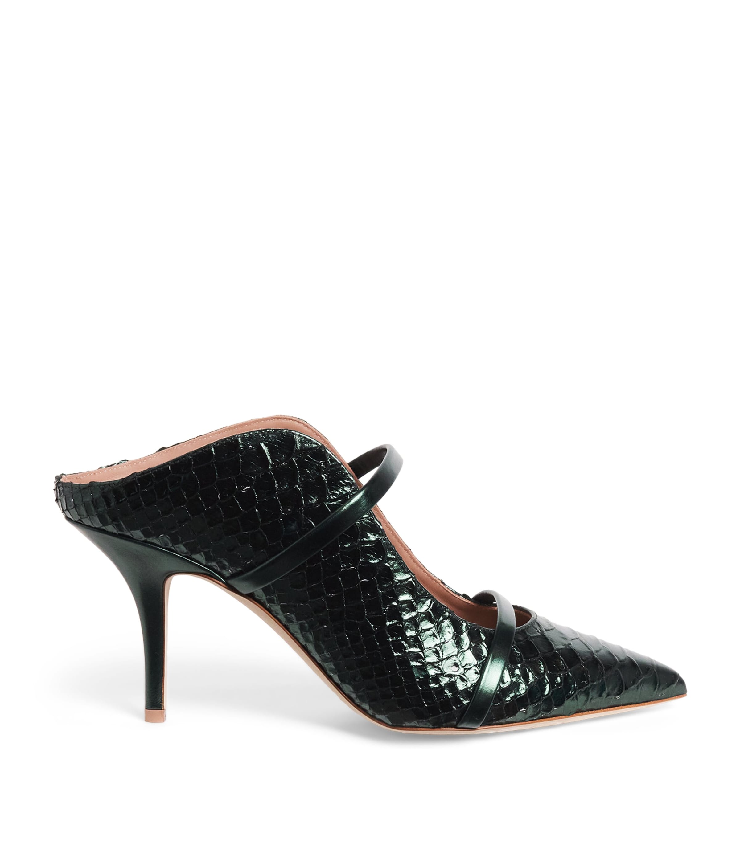Malone Souliers Croc-embossed Leather Maureen Heeled Mules 70 In Black