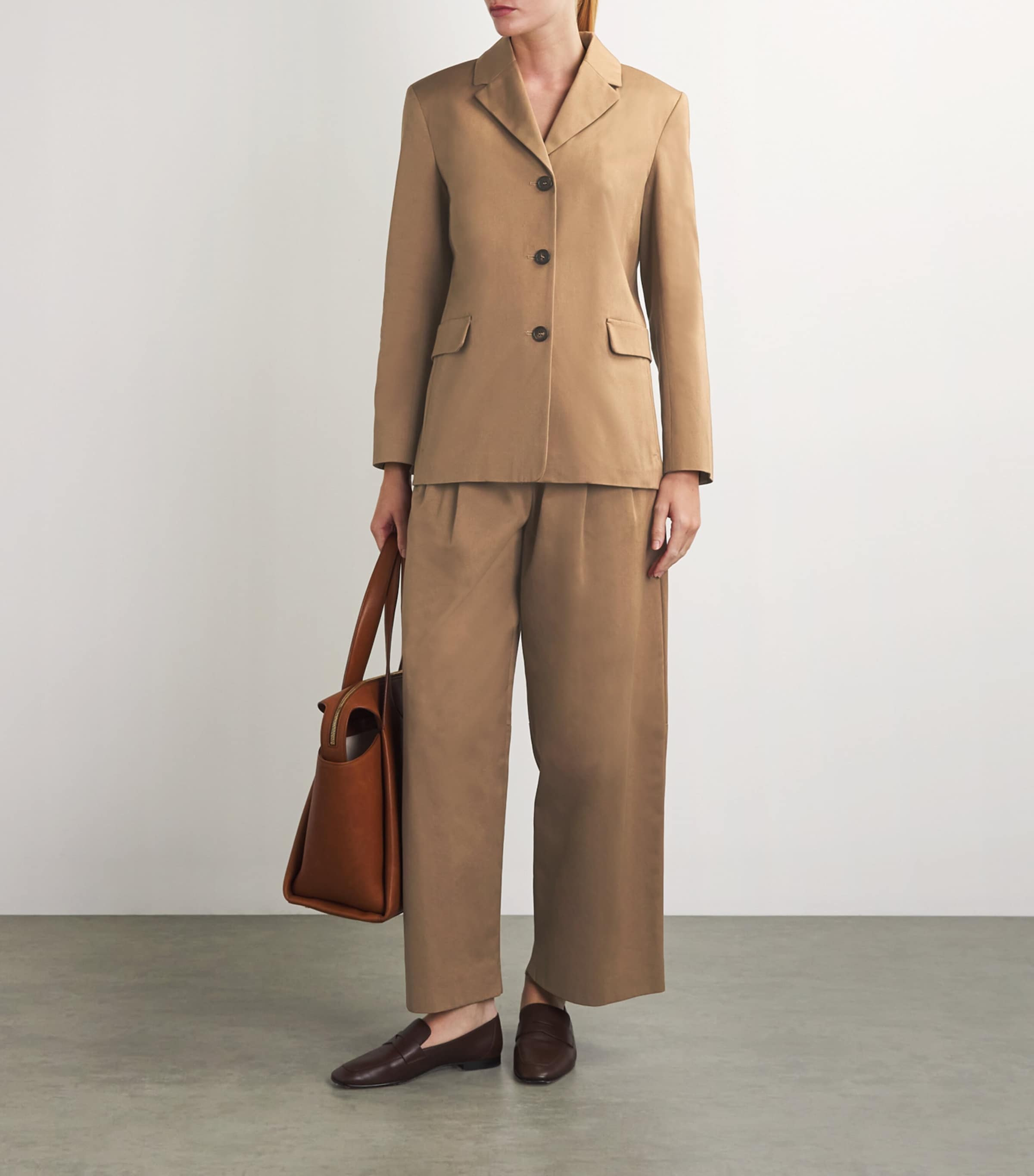 Shop Max Mara Cotton Single-breasted Blazer In Beige