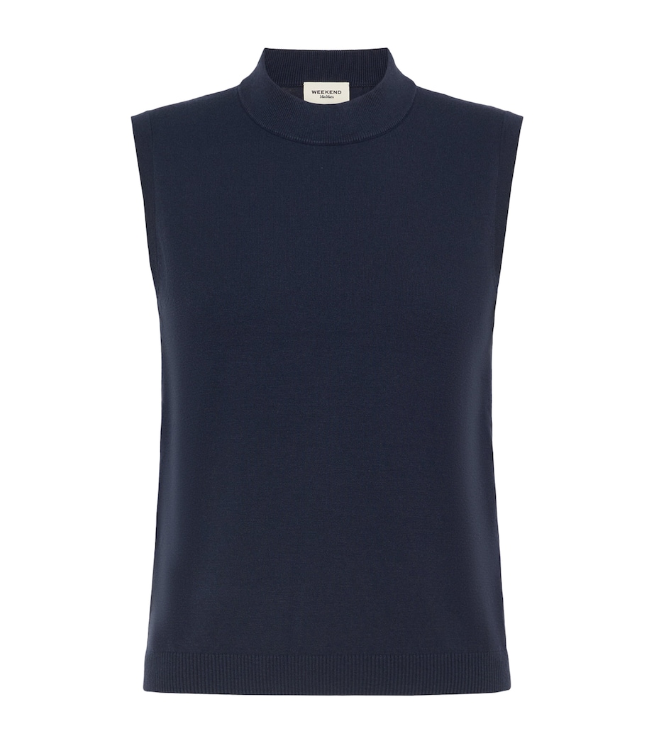 Weekend Max Mara Womens Sleeveless High-Neck Sweater Navy Image 1