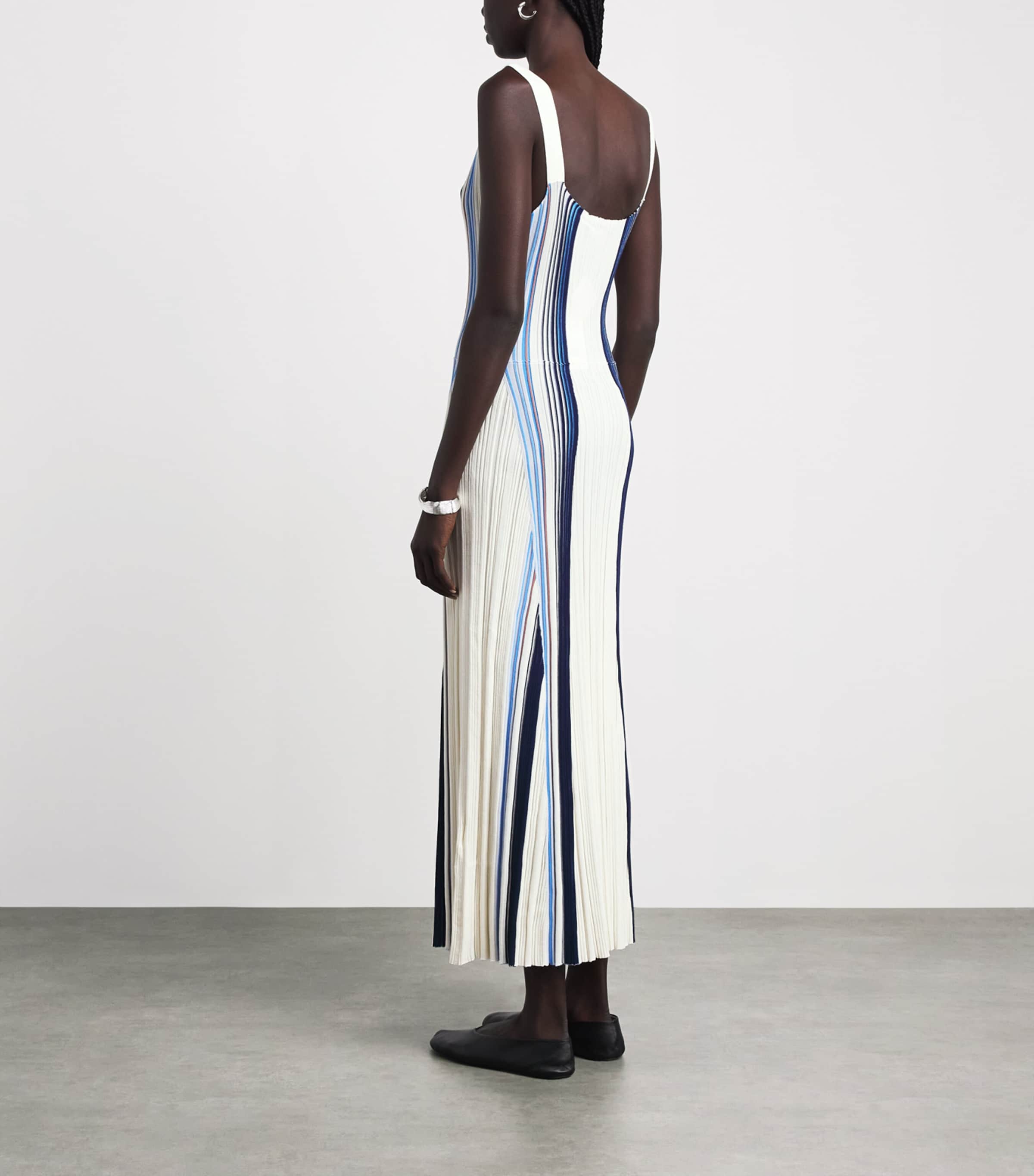 Theory Womens Ribbed Stripe Maxi Dress Chk Ivory Multi Image 4