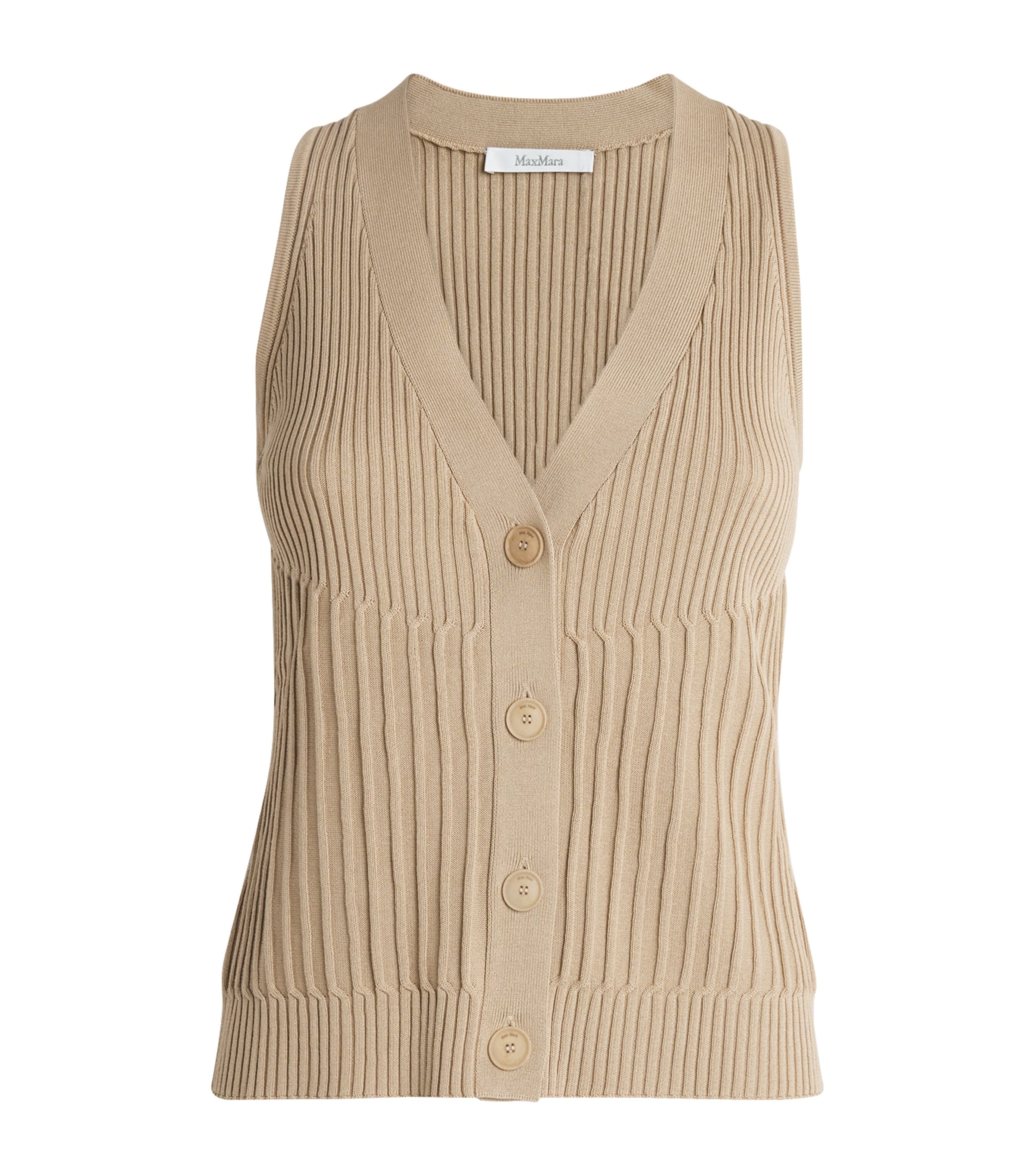 Max Mara Knitted Waistcoat In Beige
