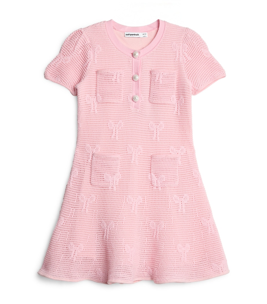 Self-Portrait Kids Crochet Bow-Detail Dress (3-12 Years) Pink Image 1