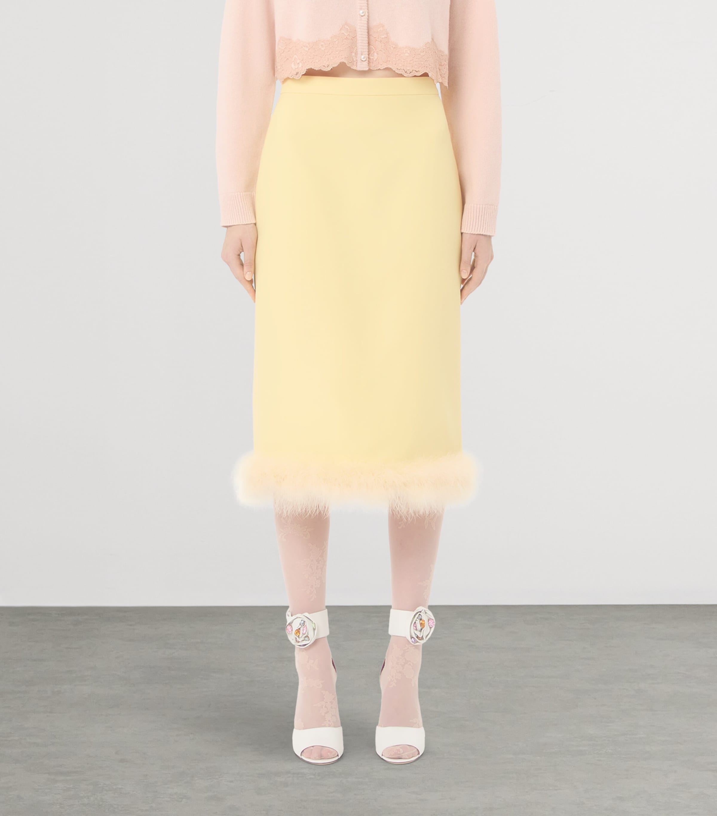 Virgin Wool-Silk Trimmed Midi Skirt 27C Image 2