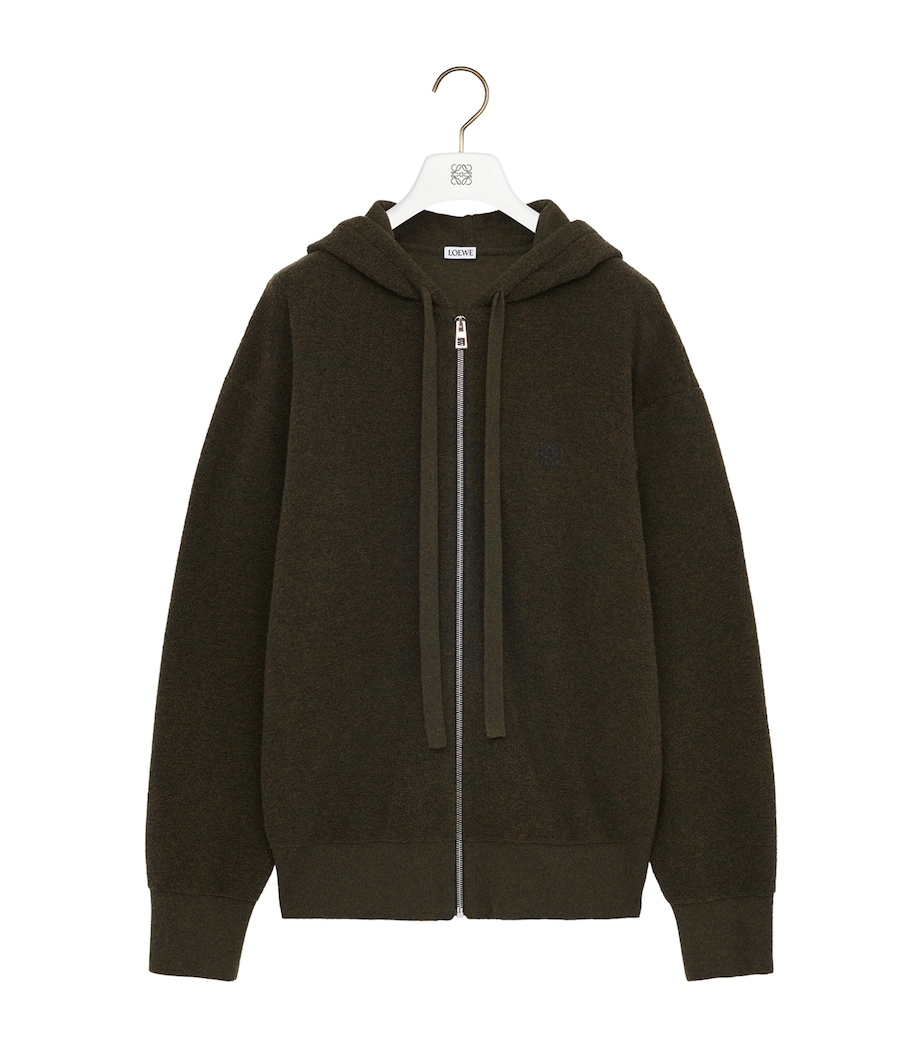 Wool-Blend Terry Anagram Hoodie KHAKI GREEN Image 1