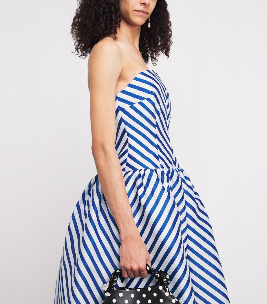 Self-Portrait Womens Stripe Strapless Midi Dress Navy Image 5