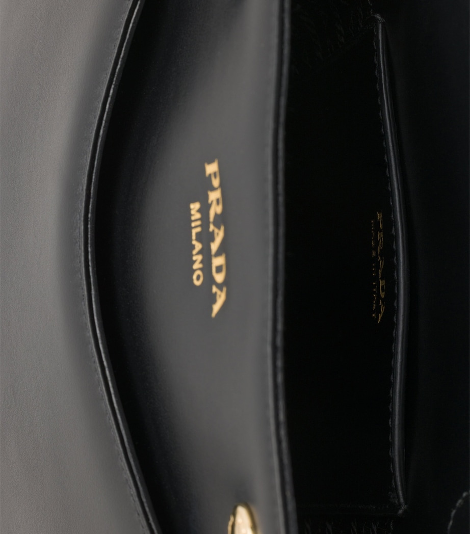 Prada Mini Leather Carry Top-Handle Bag Black Image 4