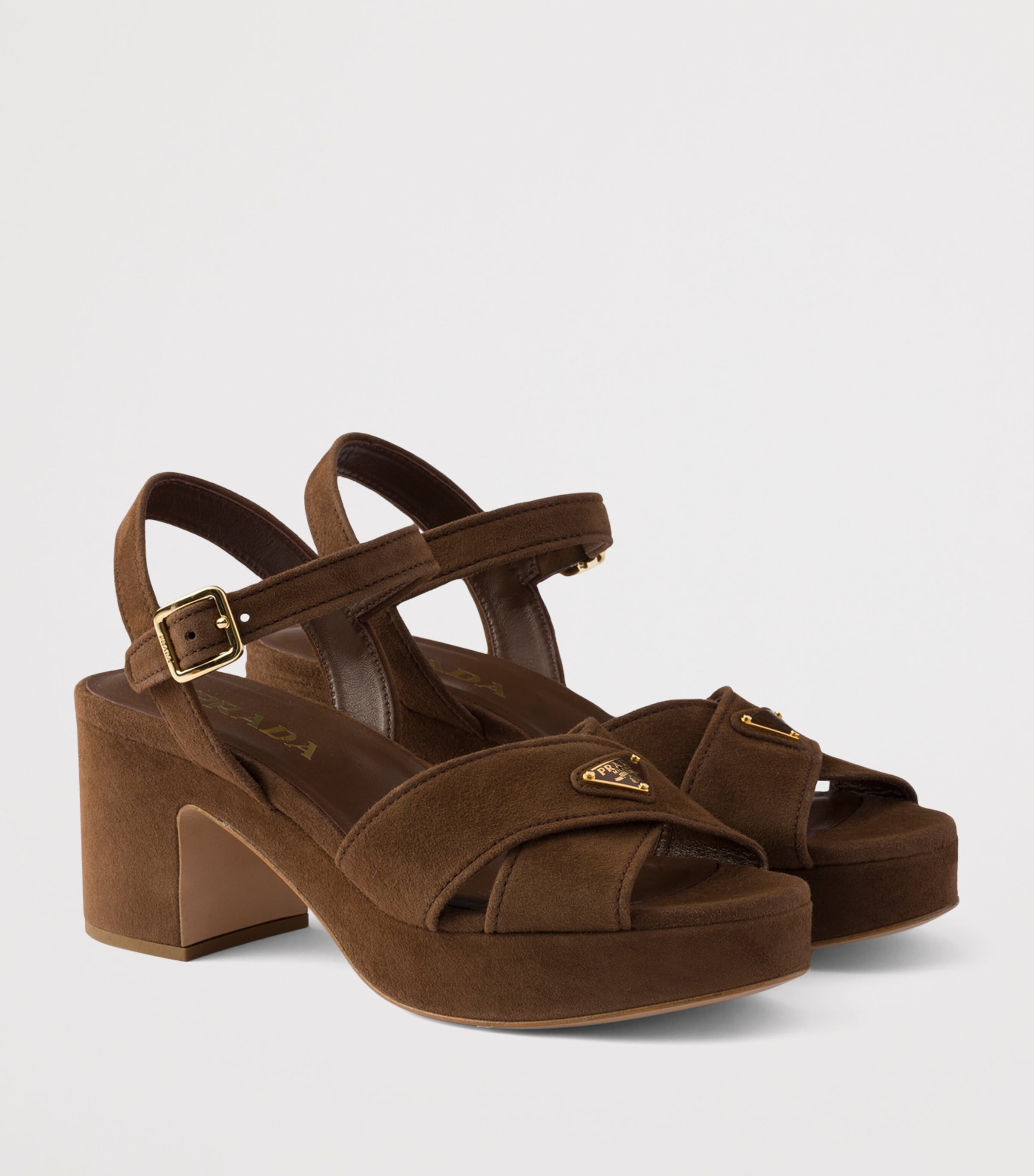 Prada Suede Platform Sandals 65 Brown Image 2