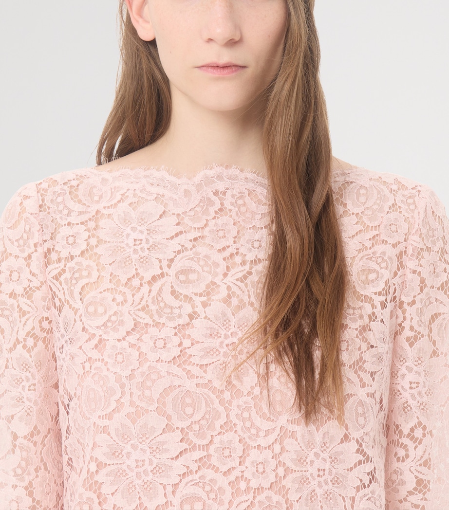 Valentino Womens Lace Boat-Neck Blouse Image 6