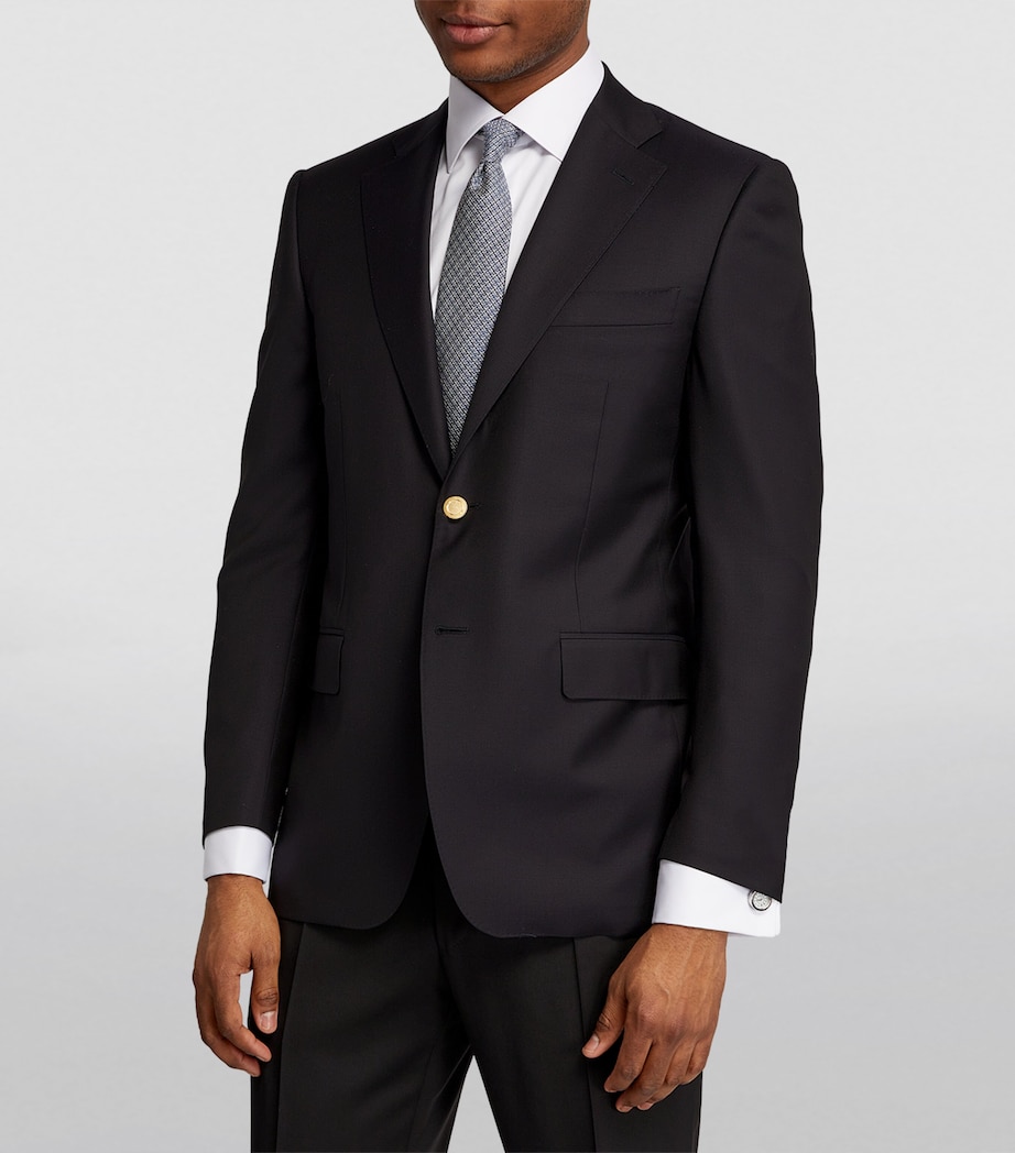 Canali Mens Wool Single-Breasted Suit Jacket Navy Image 3