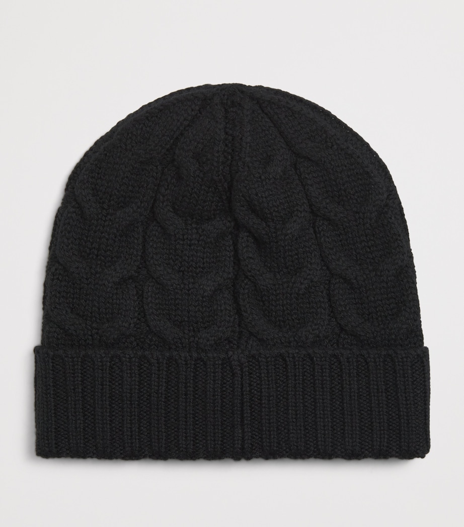 Virgin Wool Cable-Knit Beanie 999 Image 2