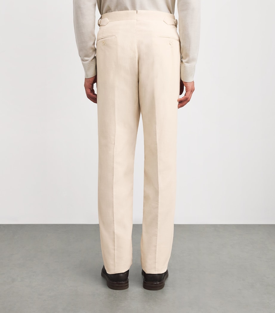 Ralph Lauren Purple Label Mens Corduroy Gregory Tailored Trousers New Classic Cream Image 4