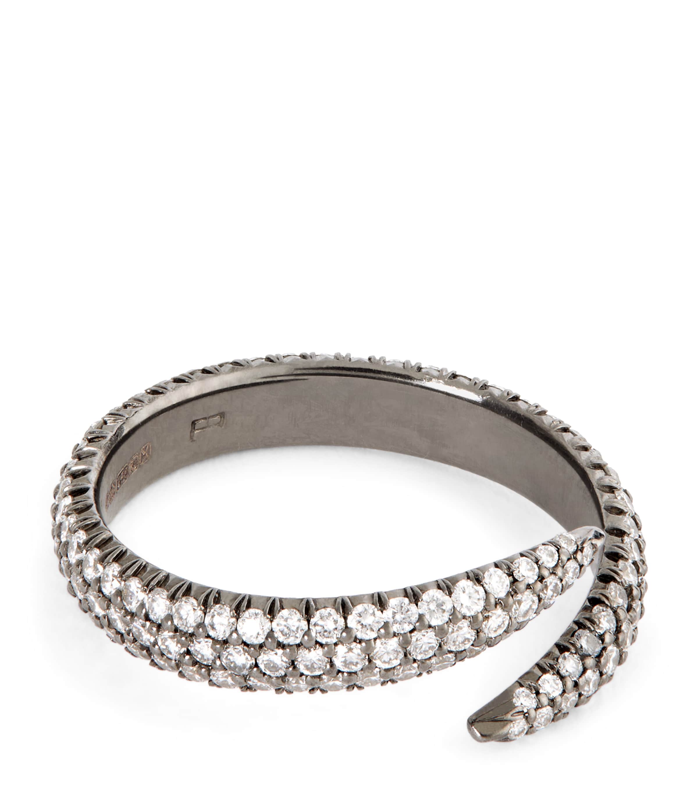 Eva Fehren Blackened White Gold And Diamond Wrap Claw Ring In Black
