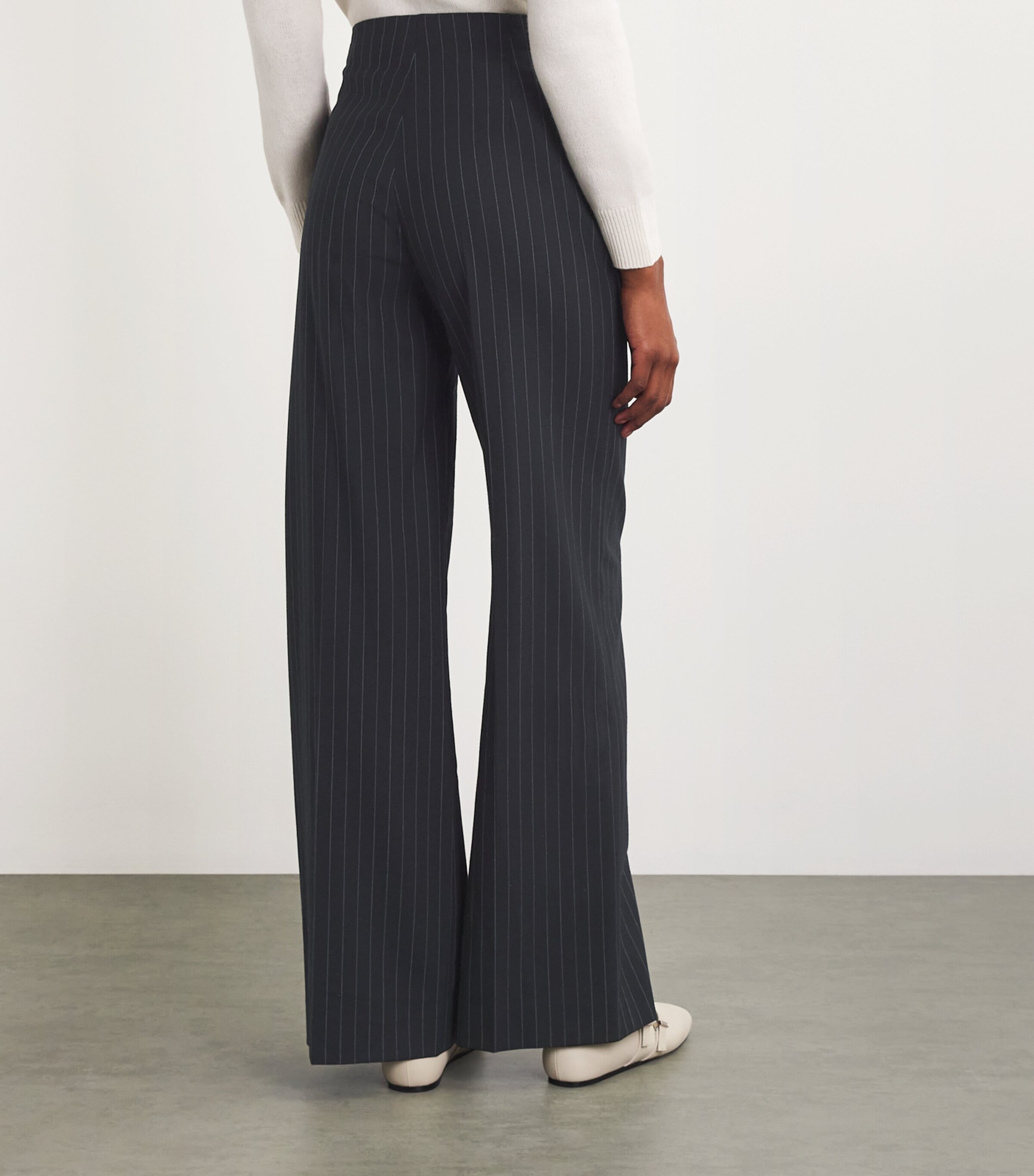 Sandro Paris Womens Pinstripe Wide-Leg Tailored Trousers Black Image 4