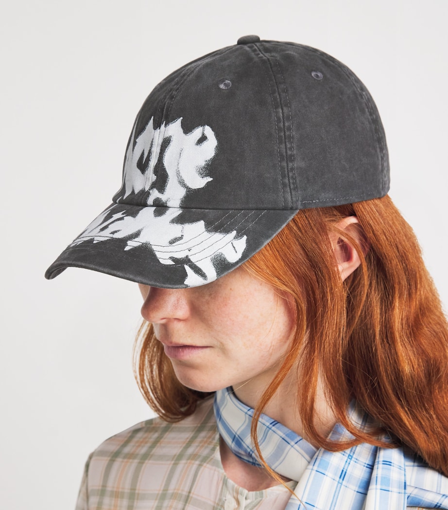 Acne Studios Graffiti Logo Baseball Cap Faded Black Image 2