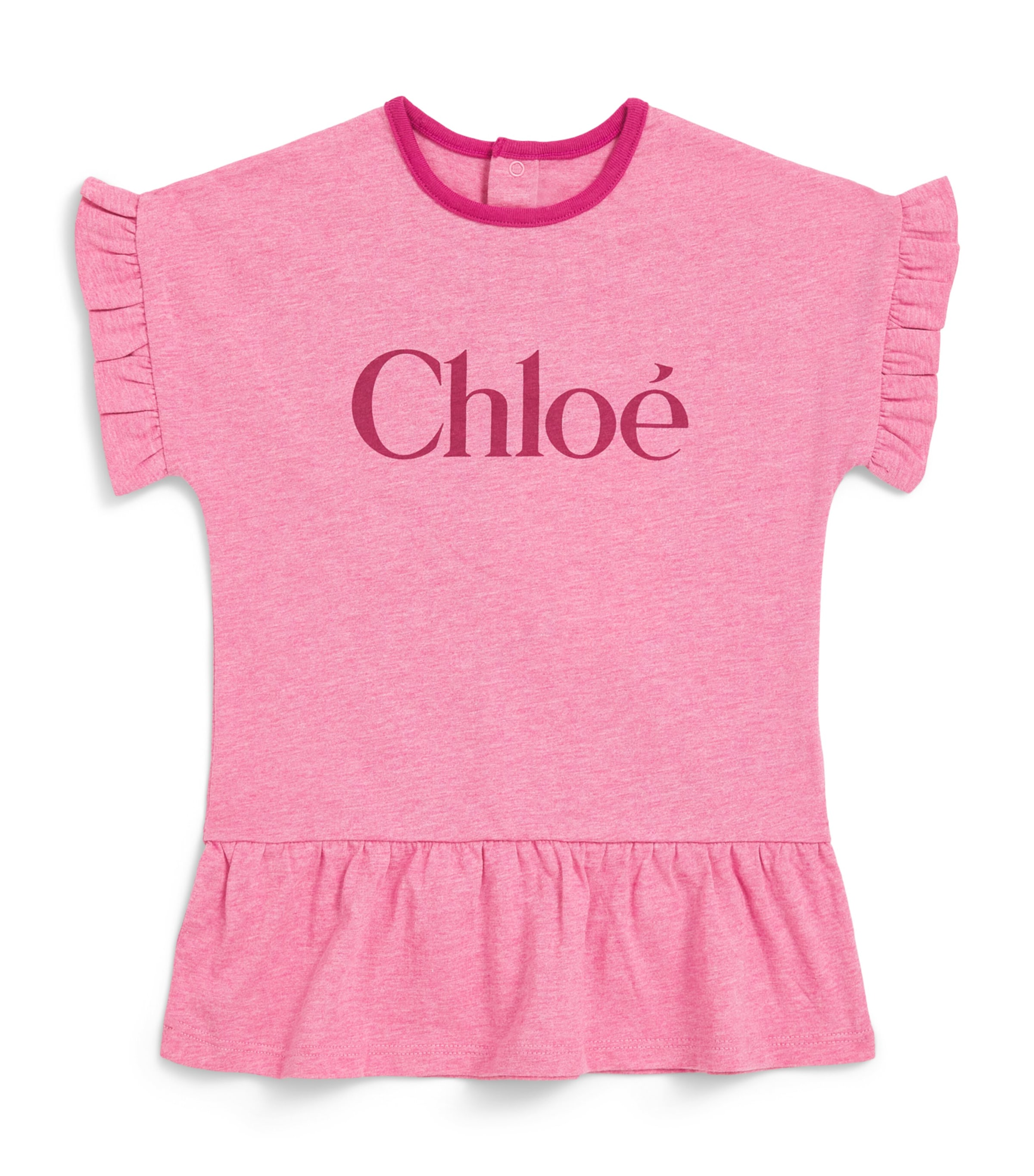 Chloé Kids Cotton Logo T-Shirt Dress (6-36 Months) Marl Image 1