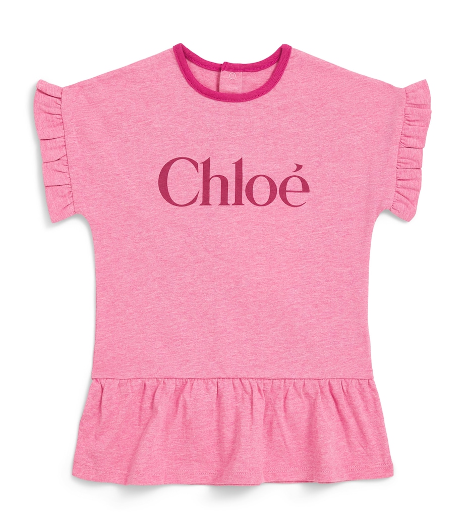 Chloé Kids Cotton Logo T-Shirt Dress (6-36 Months) Marl Image 1