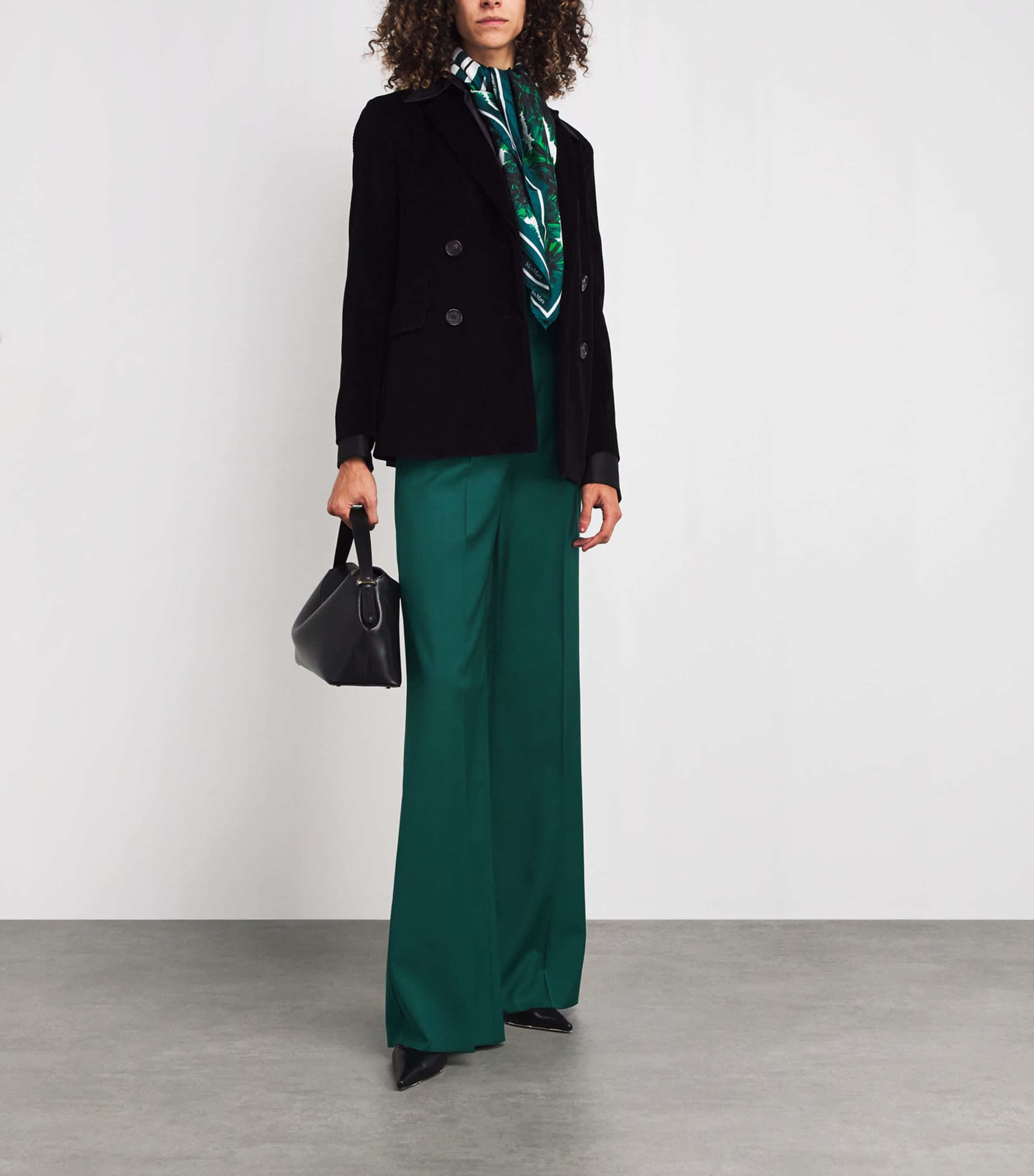 Virgin Wool Wide-Leg Trousers DARK GREEN Image 2