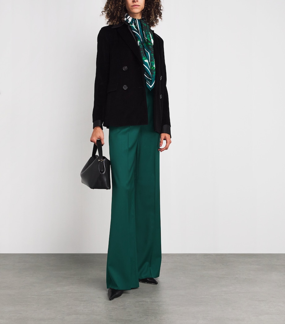 Virgin Wool Wide-Leg Trousers DARK GREEN Image 2