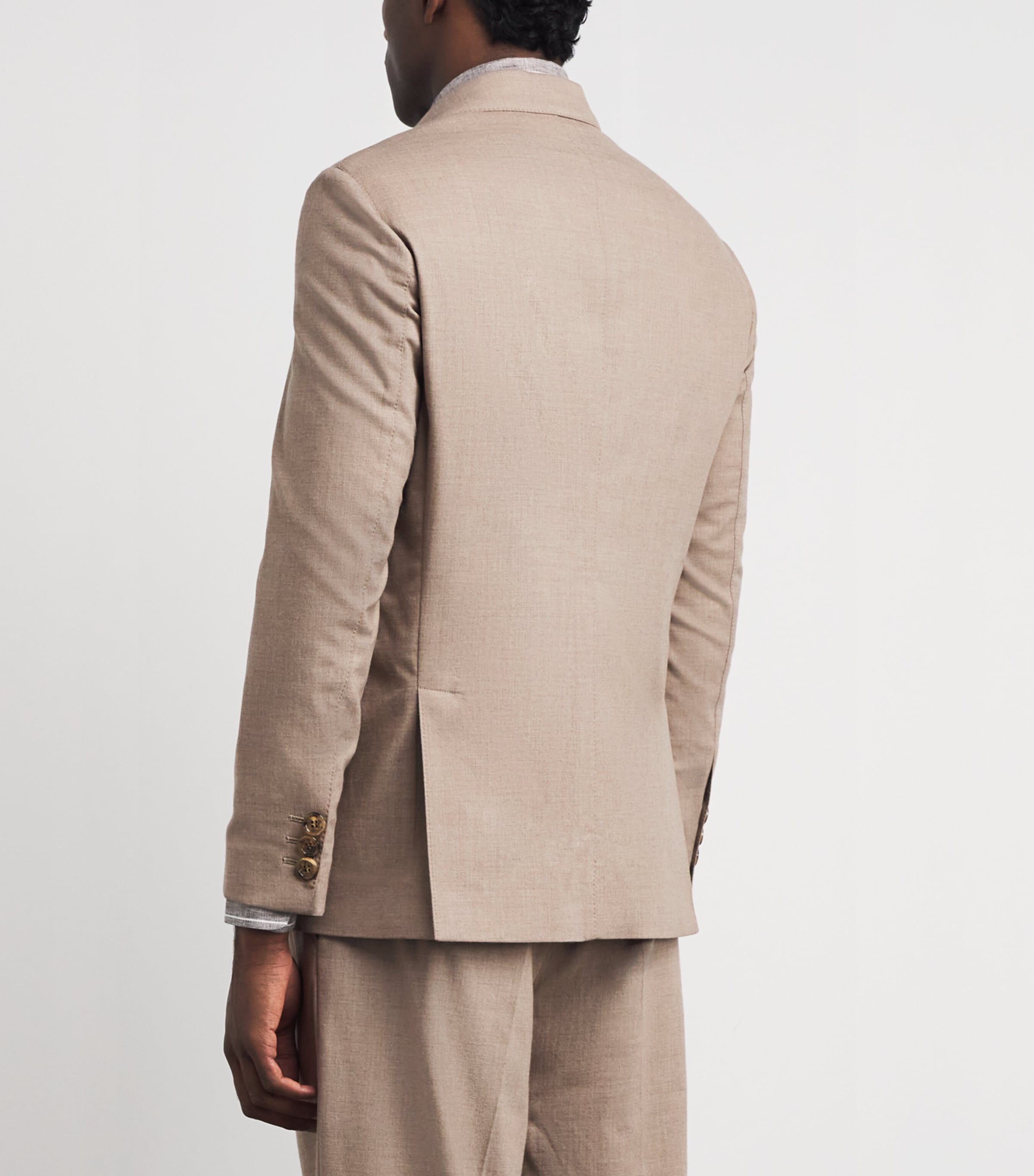 Alan Scott Mens Worsted Cashmere Slim Blazer Natural Image 5
