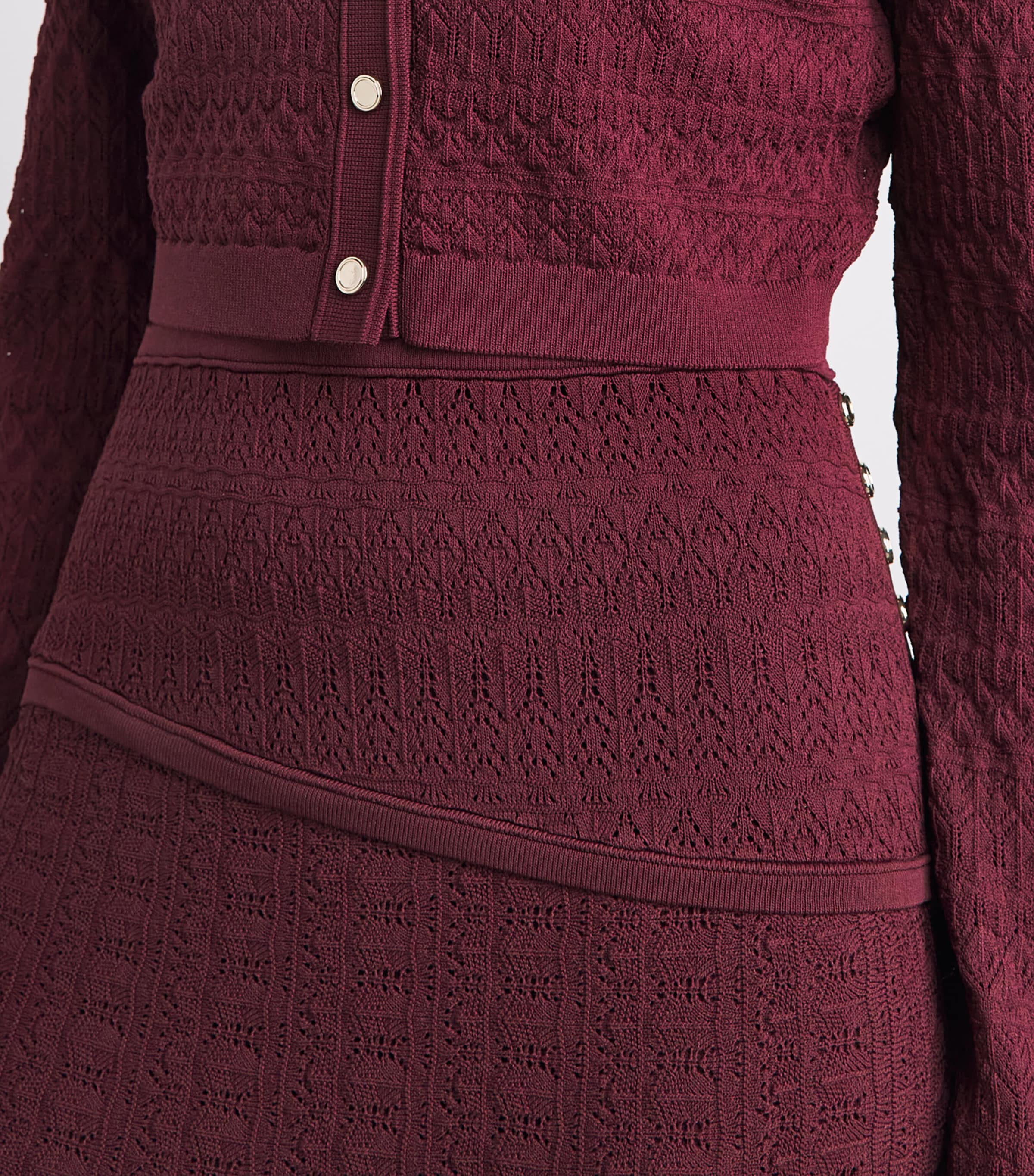 Sandro Paris Womens Pointelle Knit Maxi Dress Bordeaux Image 3