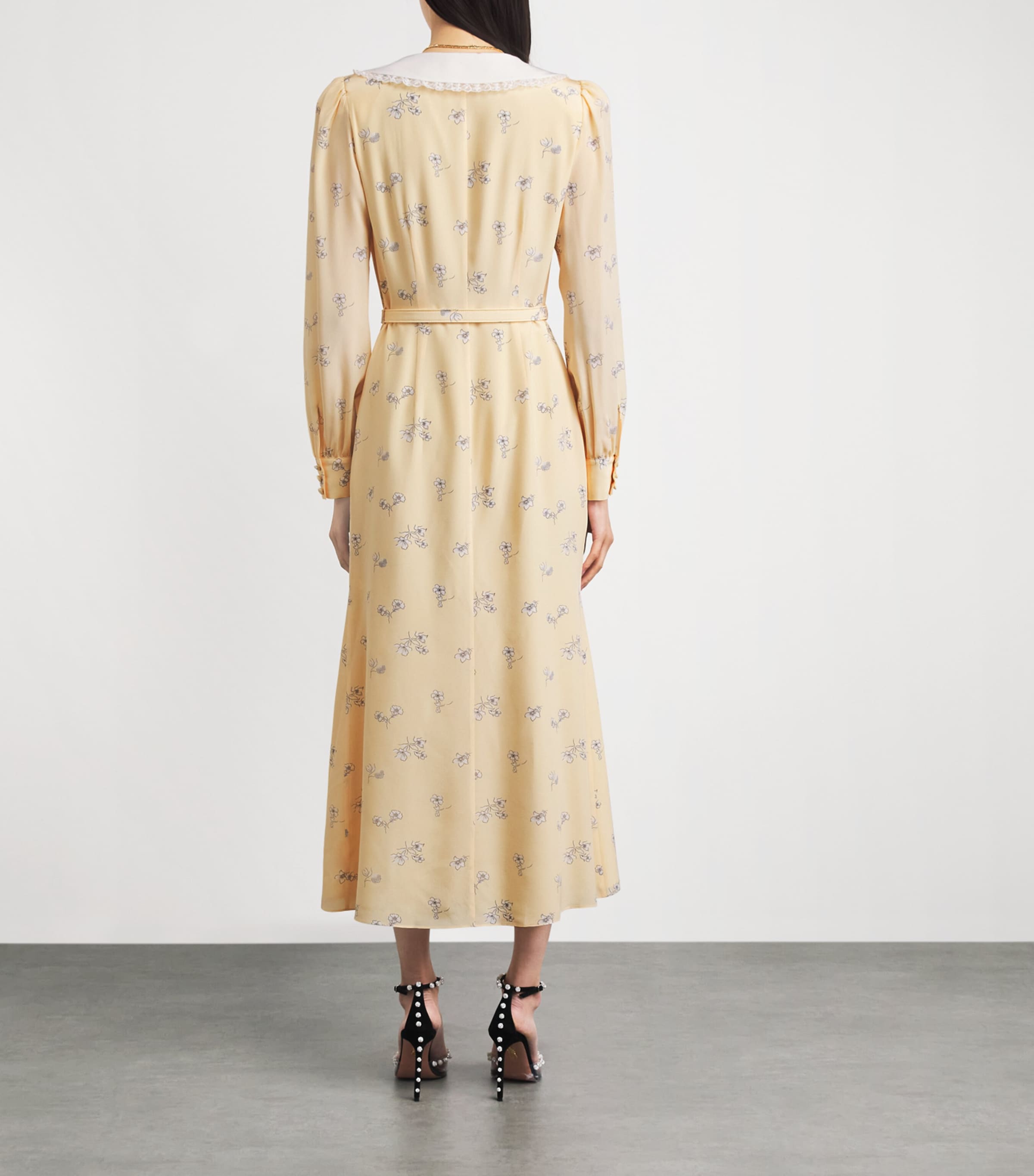 Alessandra Rich Womens Silk Double-Breasted Midi Dress Pale Yellow Image 4