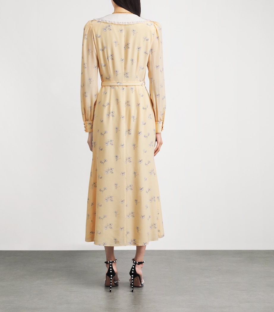 Alessandra Rich Womens Silk Double-Breasted Midi Dress Pale Yellow Image 4