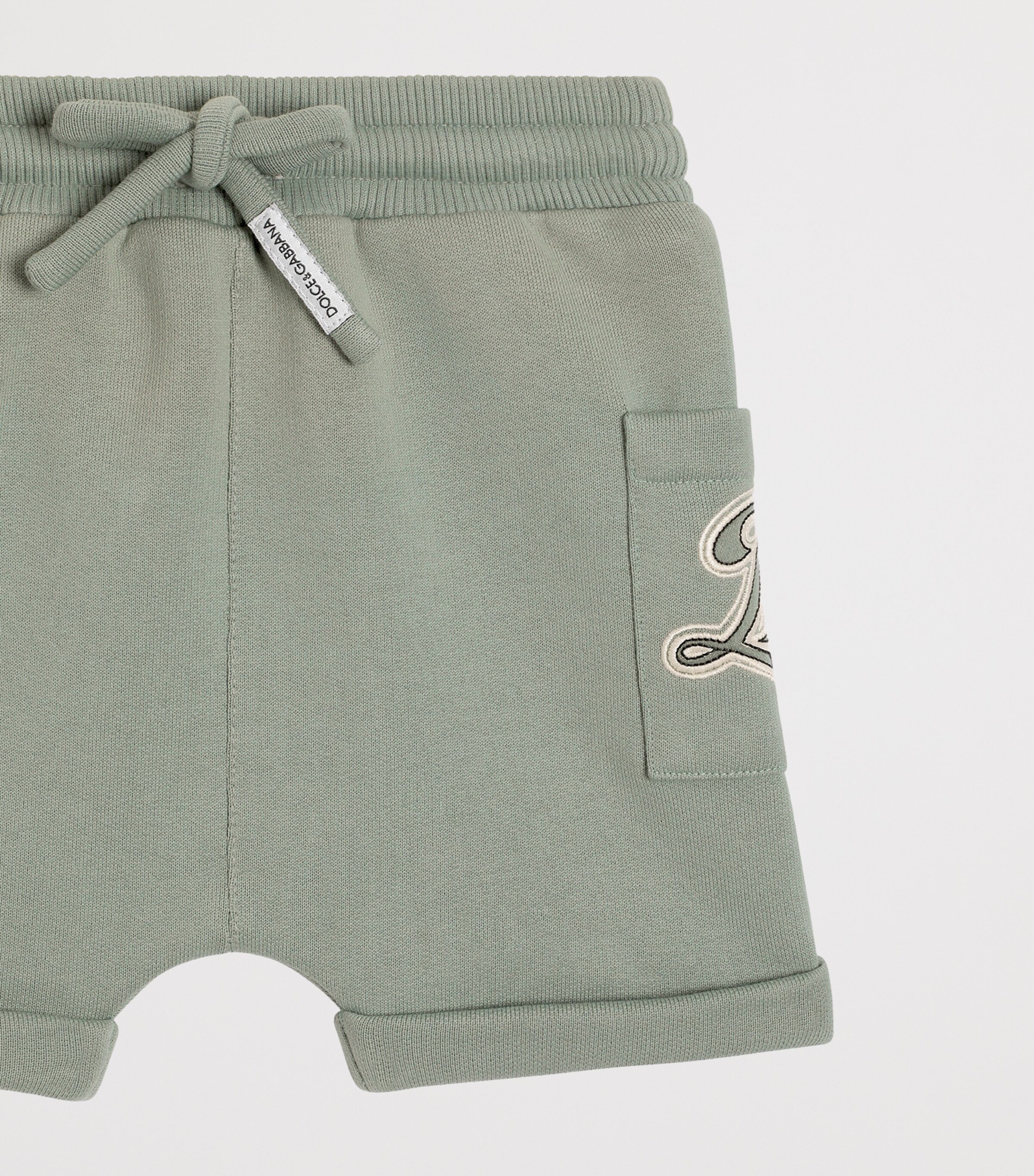 Dolce&Gabbana Kids Jersey Logo Sweatshorts (3-30 Months) Grey Green Image 3