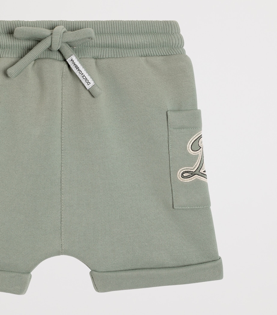Dolce&Gabbana Kids Jersey Logo Sweatshorts (3-30 Months) Grey Green Image 3