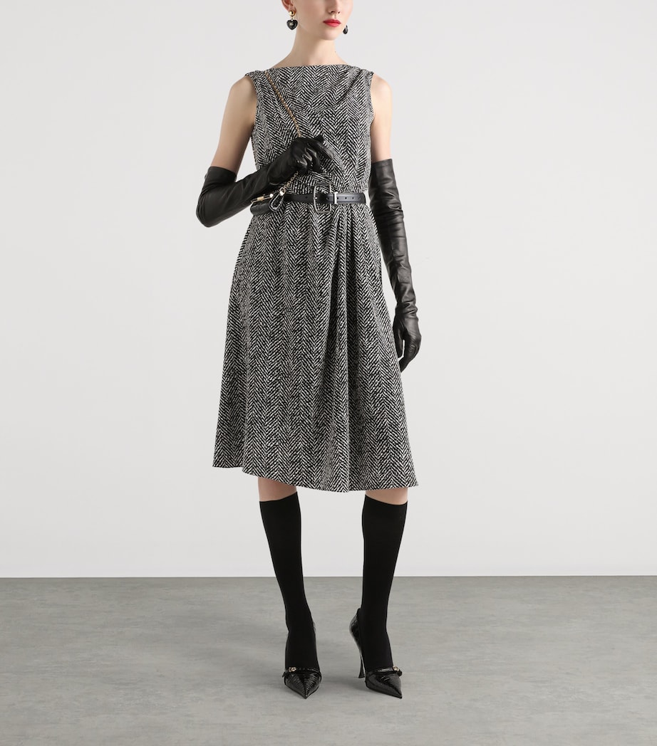 Silk Draped Midi Dress CHEVRON BCO/NERO Image 2