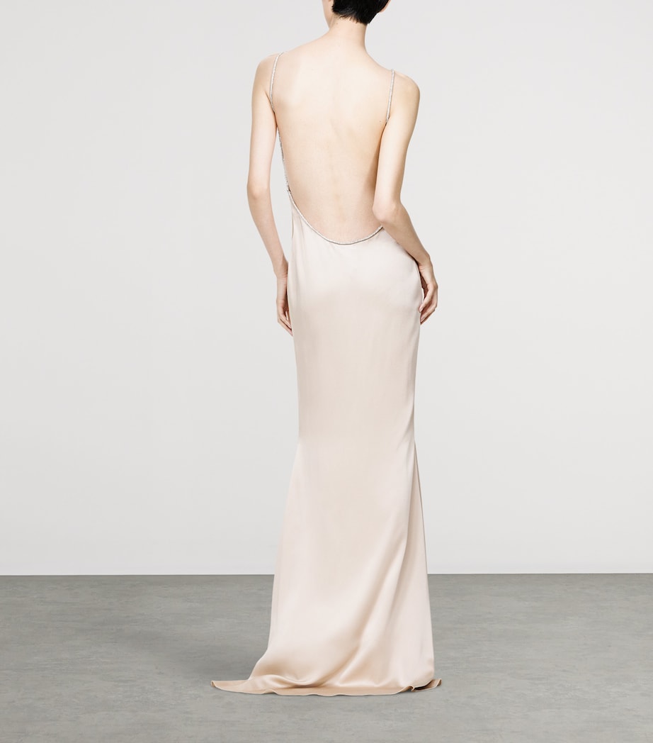 TOM FORD Womens Satin Embellished Maxi Dress Jta Image 3
