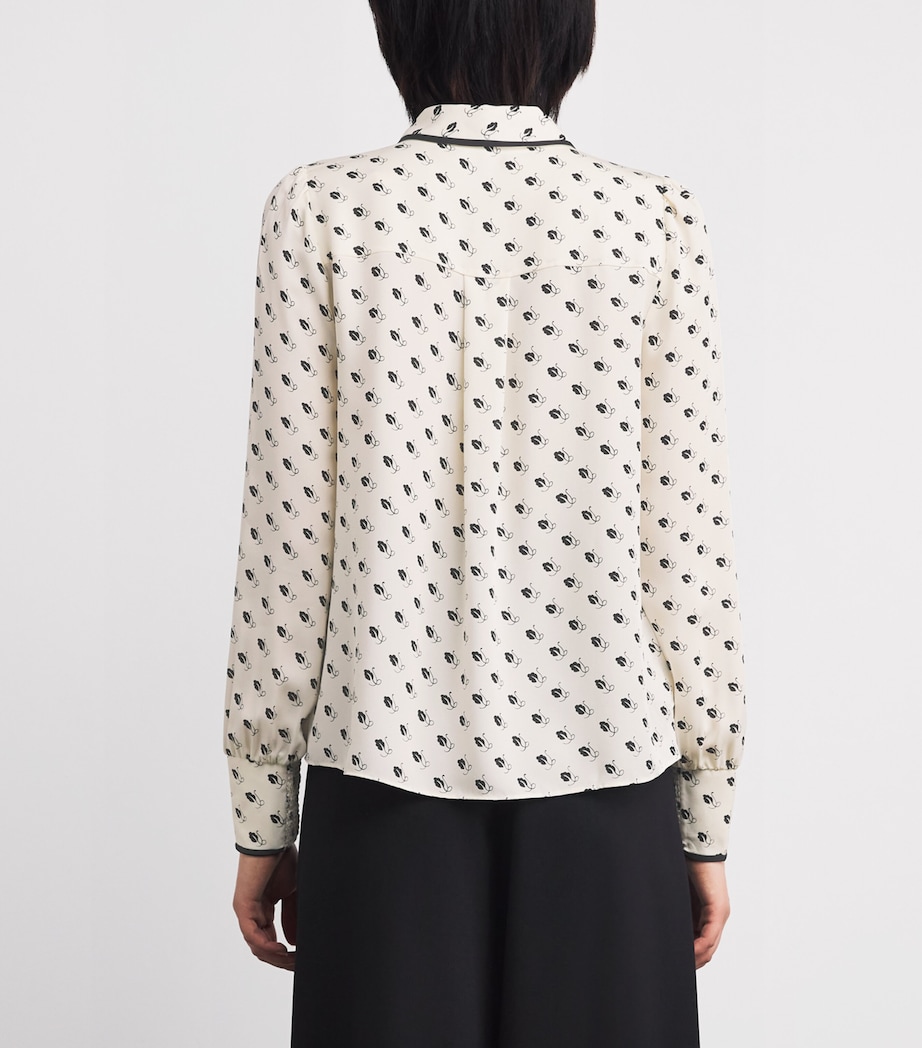 Silk Printed Blouse LIGHT CREAM/BLACK Image 4