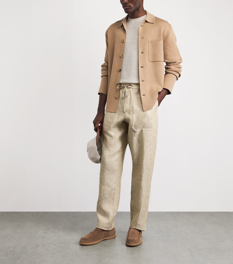 Brett Johnson Mens Linen Drawstring Trousers Sand Image 2
