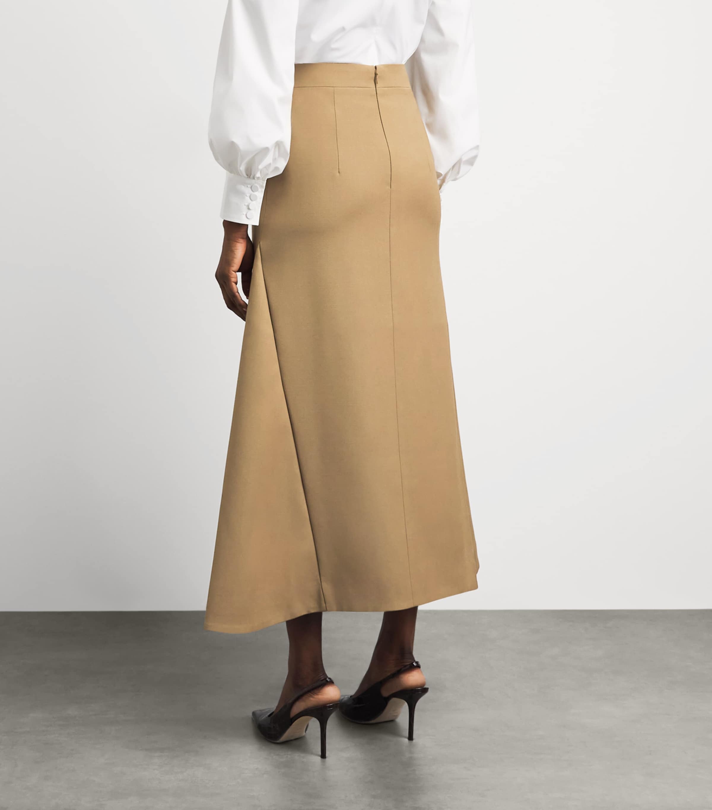 Huishan Zhang Womens Wool Vicky Midi Skirt Dark Camel Image 5