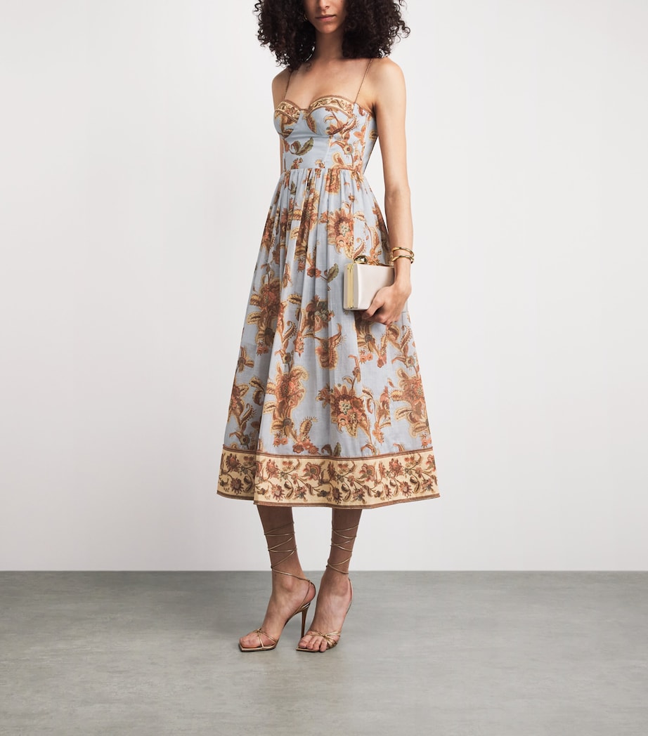 Zimmermann Womens Cotton Paisley Aster Midi Dress Bljb Blue Jacobean Image 2