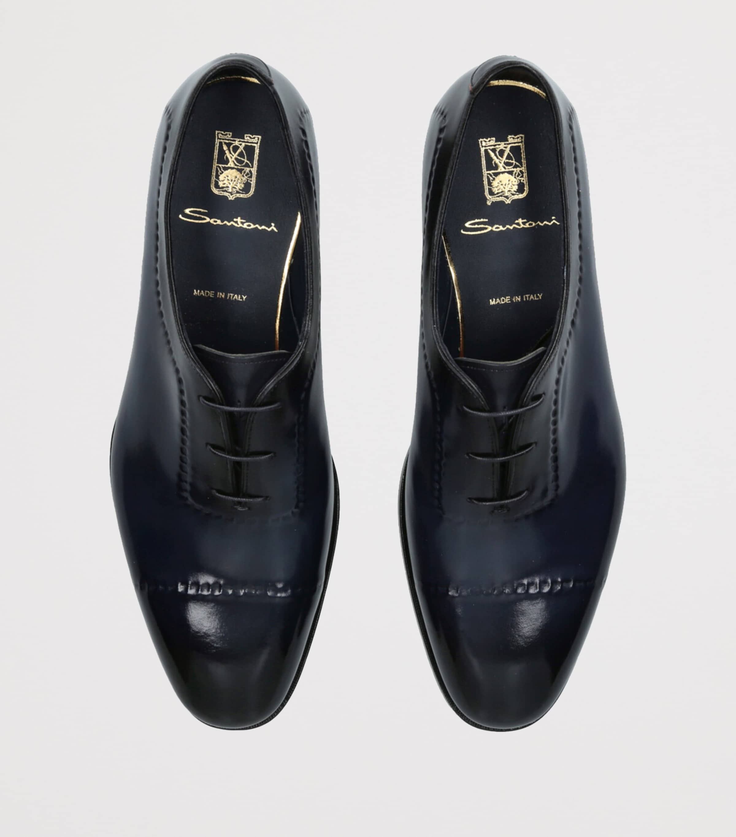 Leather Stitched Oxford Shoes NAVY Image 4