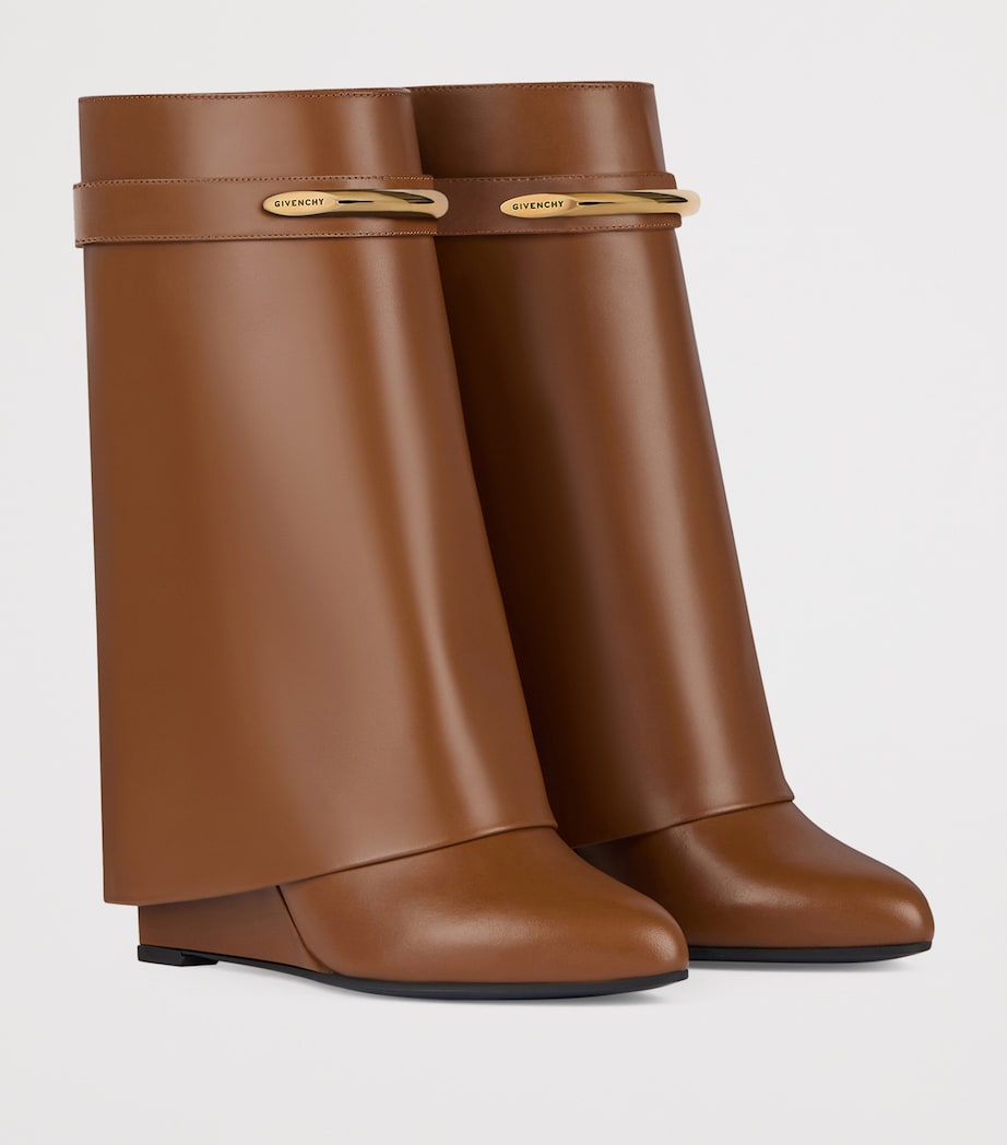 Leather Shark Ankle Boots 95 TAN Image 2