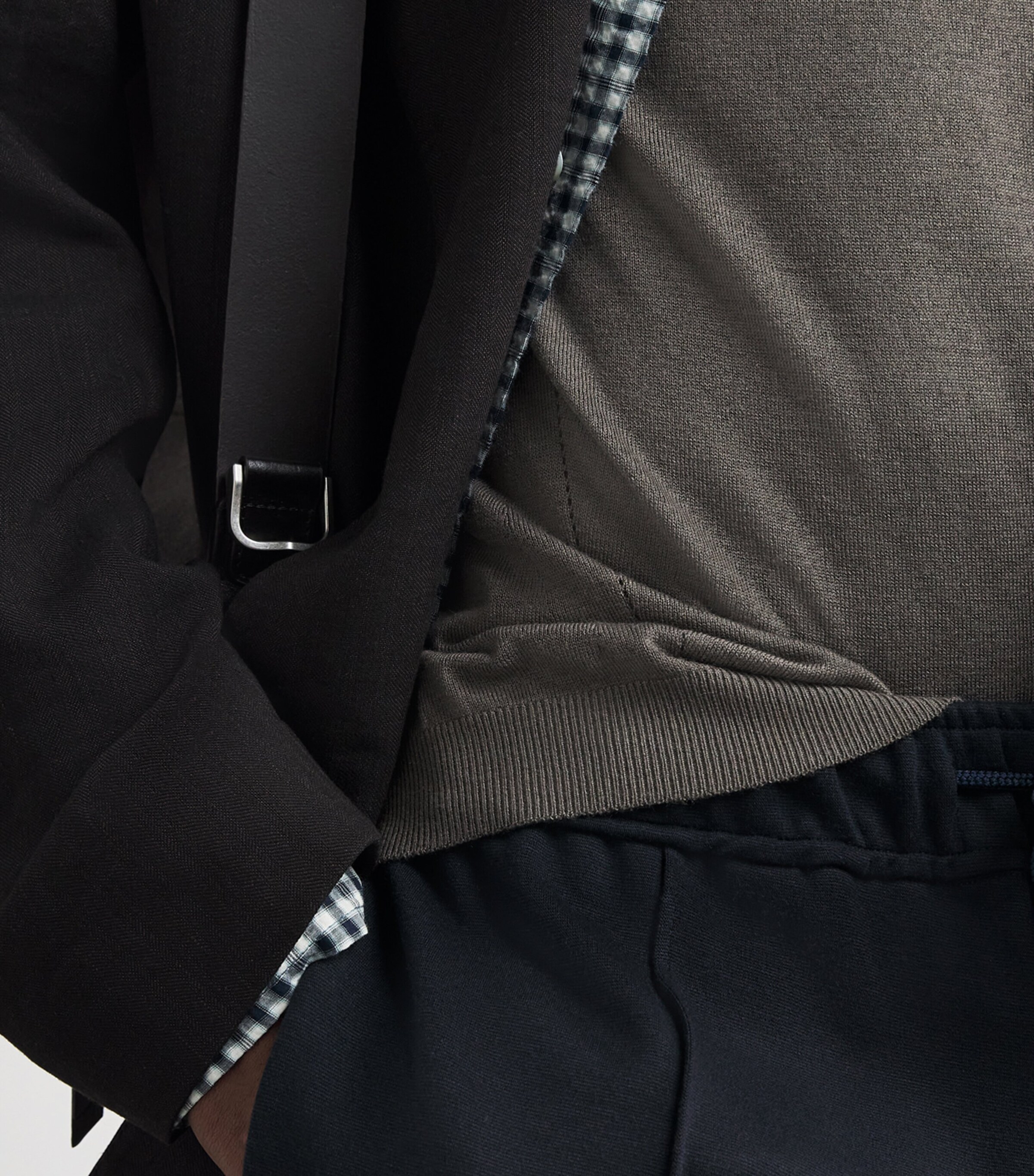 System Mens Knitted T-Shirt Taupe Grey Image 3